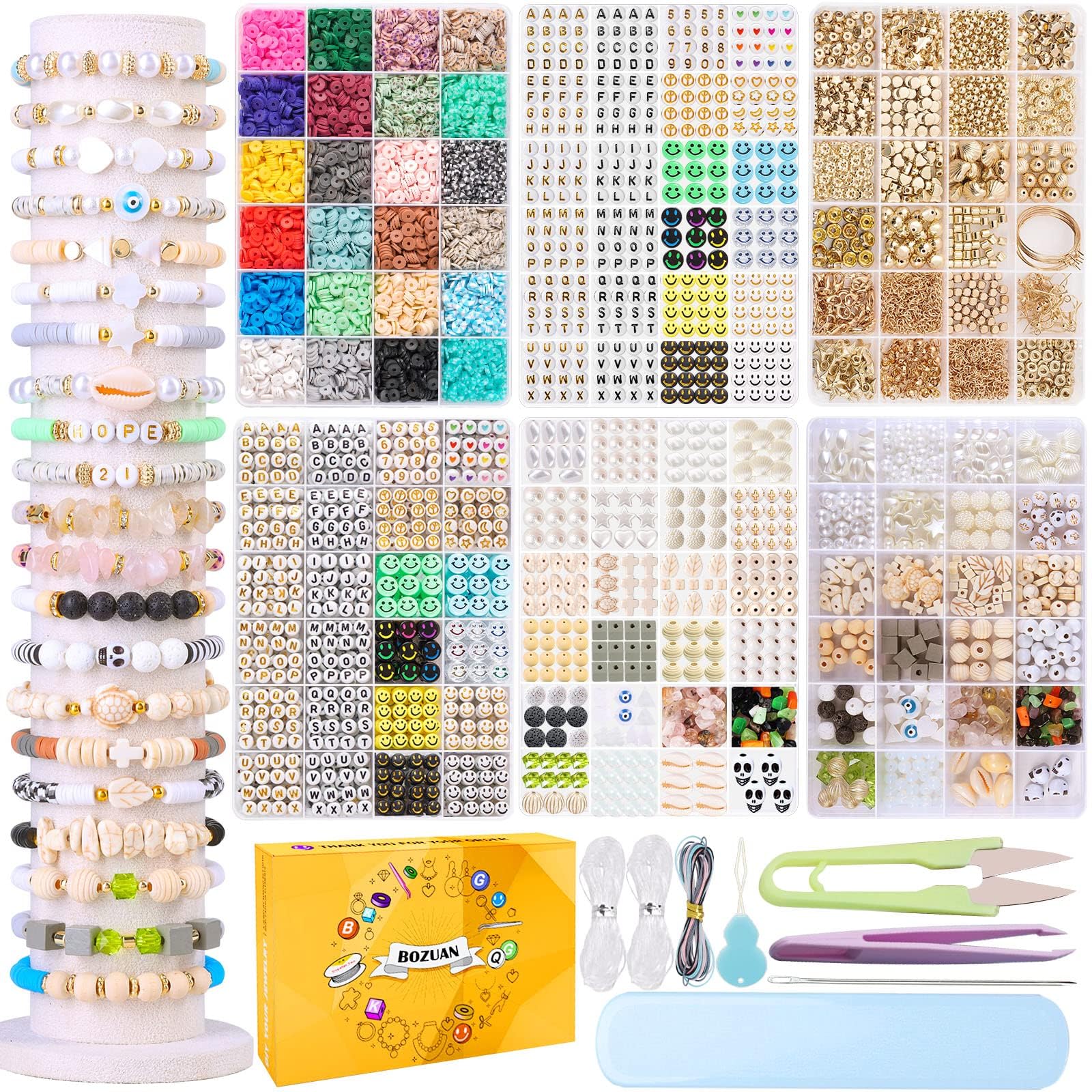 TULADUO Contains Many Natural Elements Clay Beads for Bracelet Making Kit for Teen Girls, Jewelry Making Kit with White Turquoise, and So On