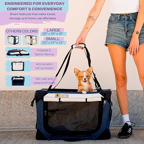 Miniatura 9 de Transportadora extragrande para perros y gatos de 20 x 13 x 13 pulgadas, plegable, suave, portátil, con cojín, reduce la ansiedad, ahorra espacio