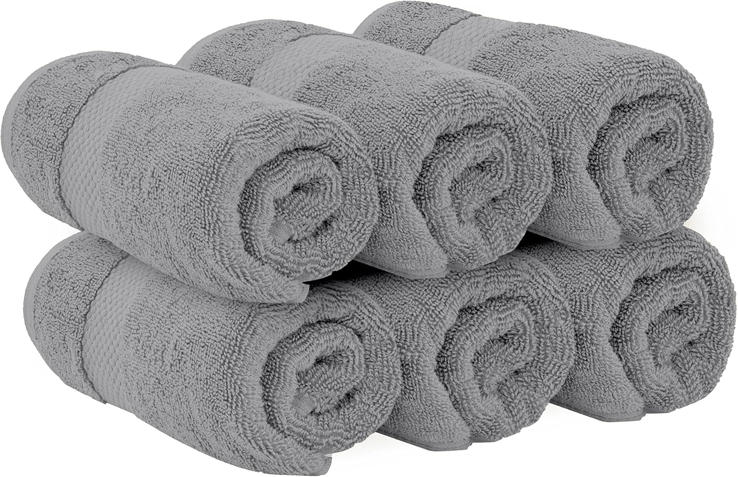 White Classic Luxury Light Gray Hand Towels - Soft 100% Turkish Cotton | Highly Absorbent Hotel spa Bathroom Towel Collection | 16x30 Inch | Set of 6 - Image 4