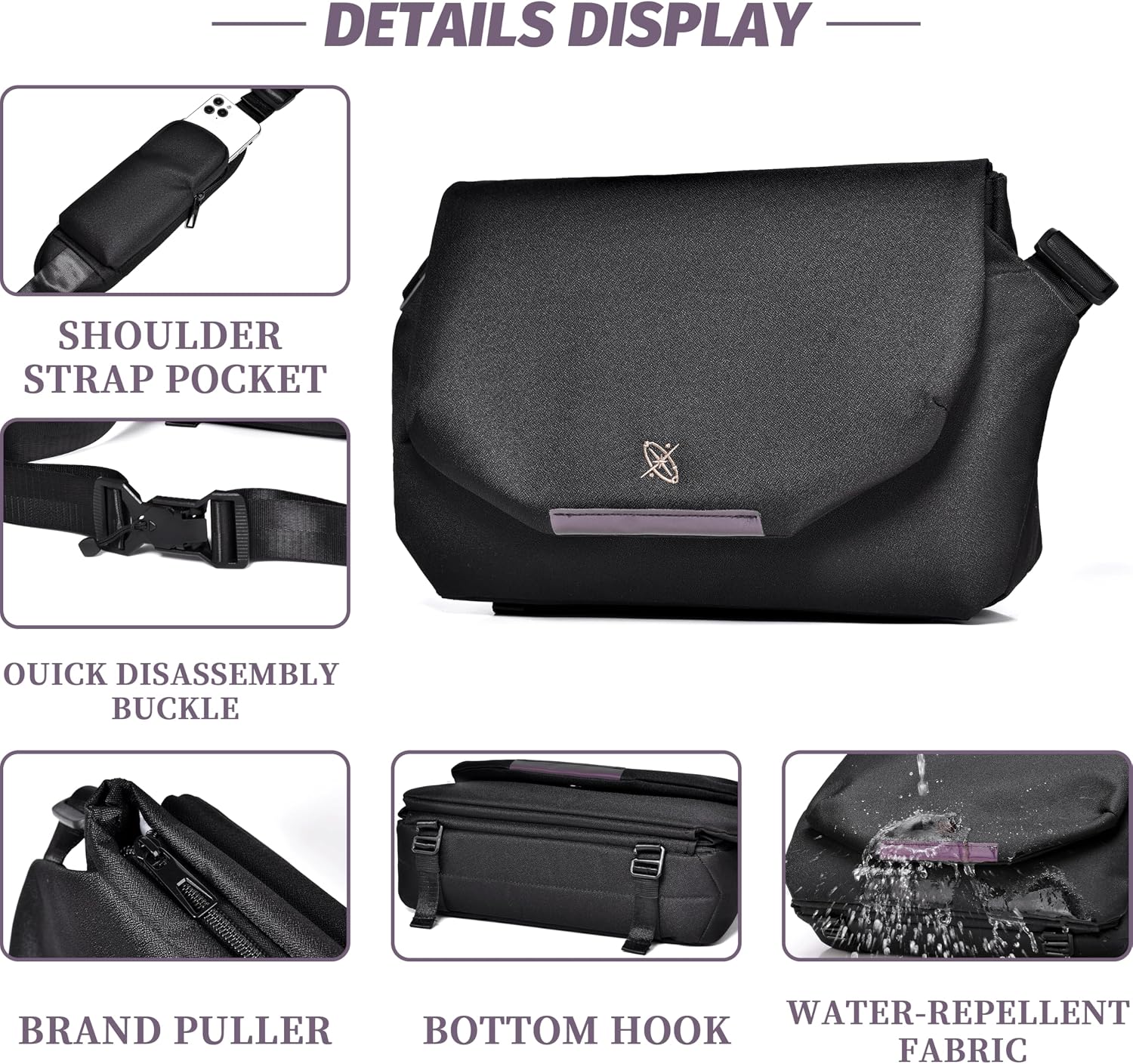 FSD. WG Satchel Messenger Bag for Men Canvas,Business Travel Bag Bookbag Shoulder Bag with Upgraded Feature