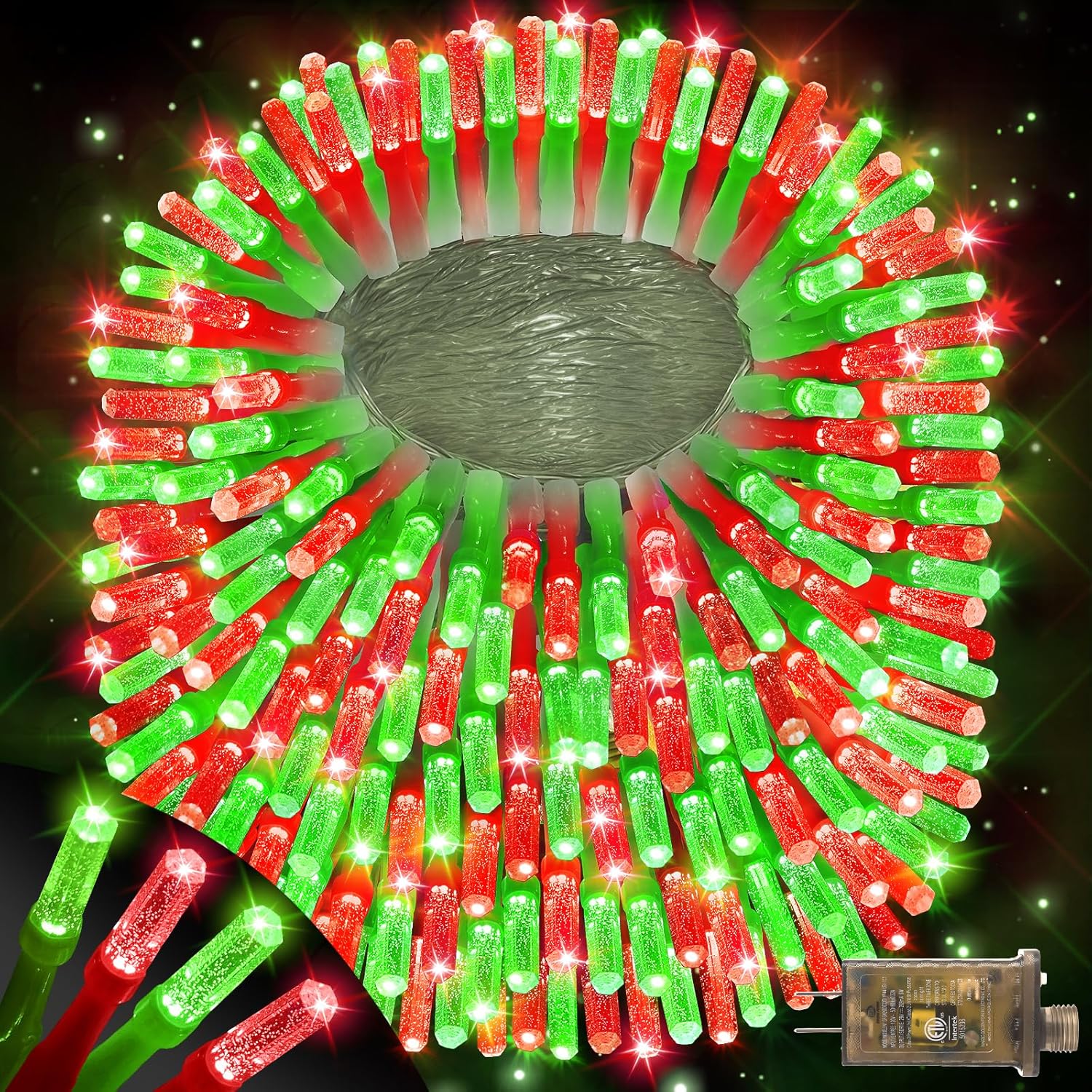 XURISEN Upgraded 561FT 1400 LED Christmas Lights Outdoor, Super Long String Lights 8 Modes & Memory Timer Plug in Fairy Lights for Home Xmas Tree Party Wedding Decor -Red and Green