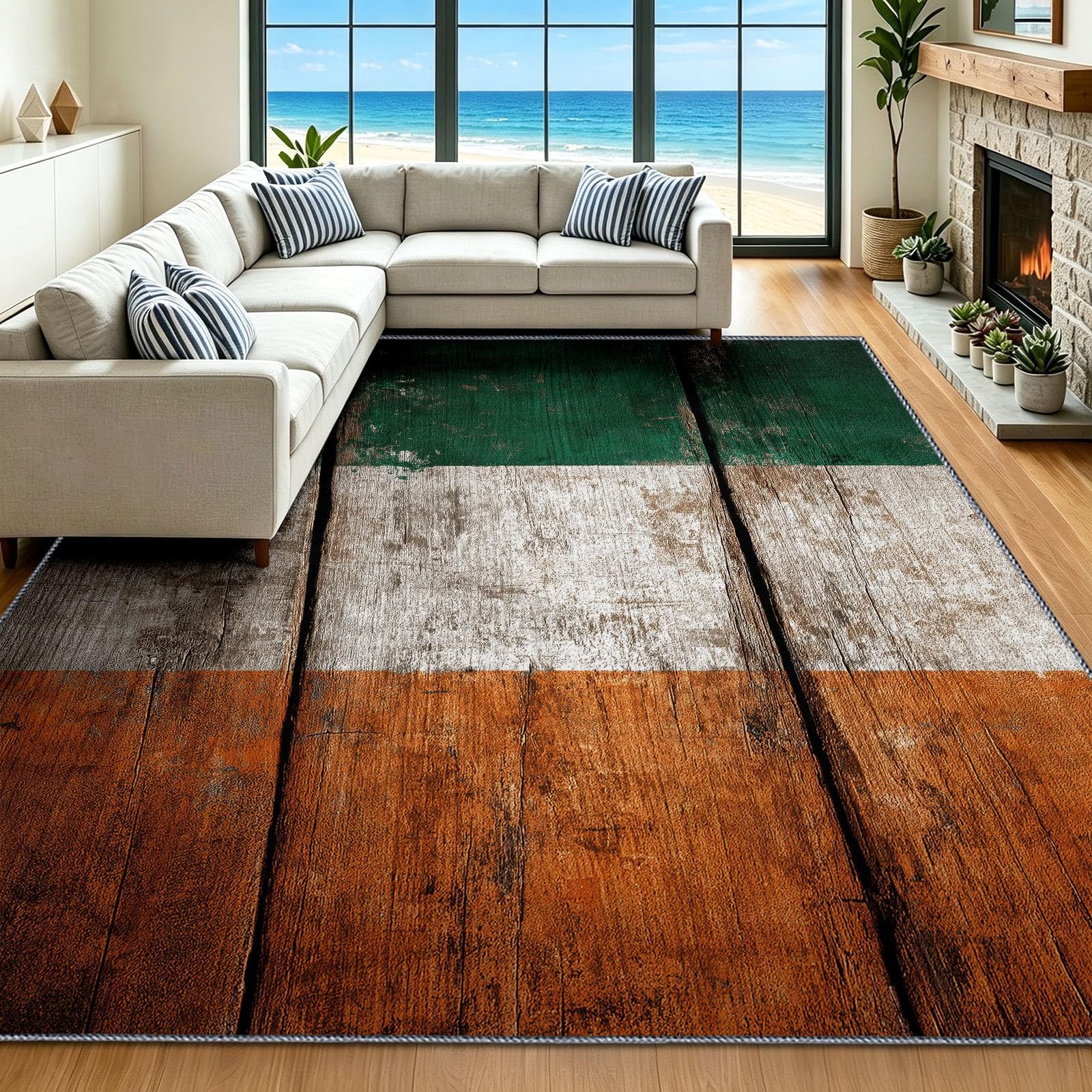 Tapis de salon marron abstrait pour chambre et bureau