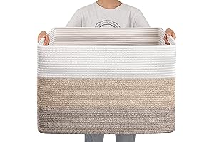 OIAHOMY Super Large Blanket Basket, Rectangle Woven Baskets for Storage