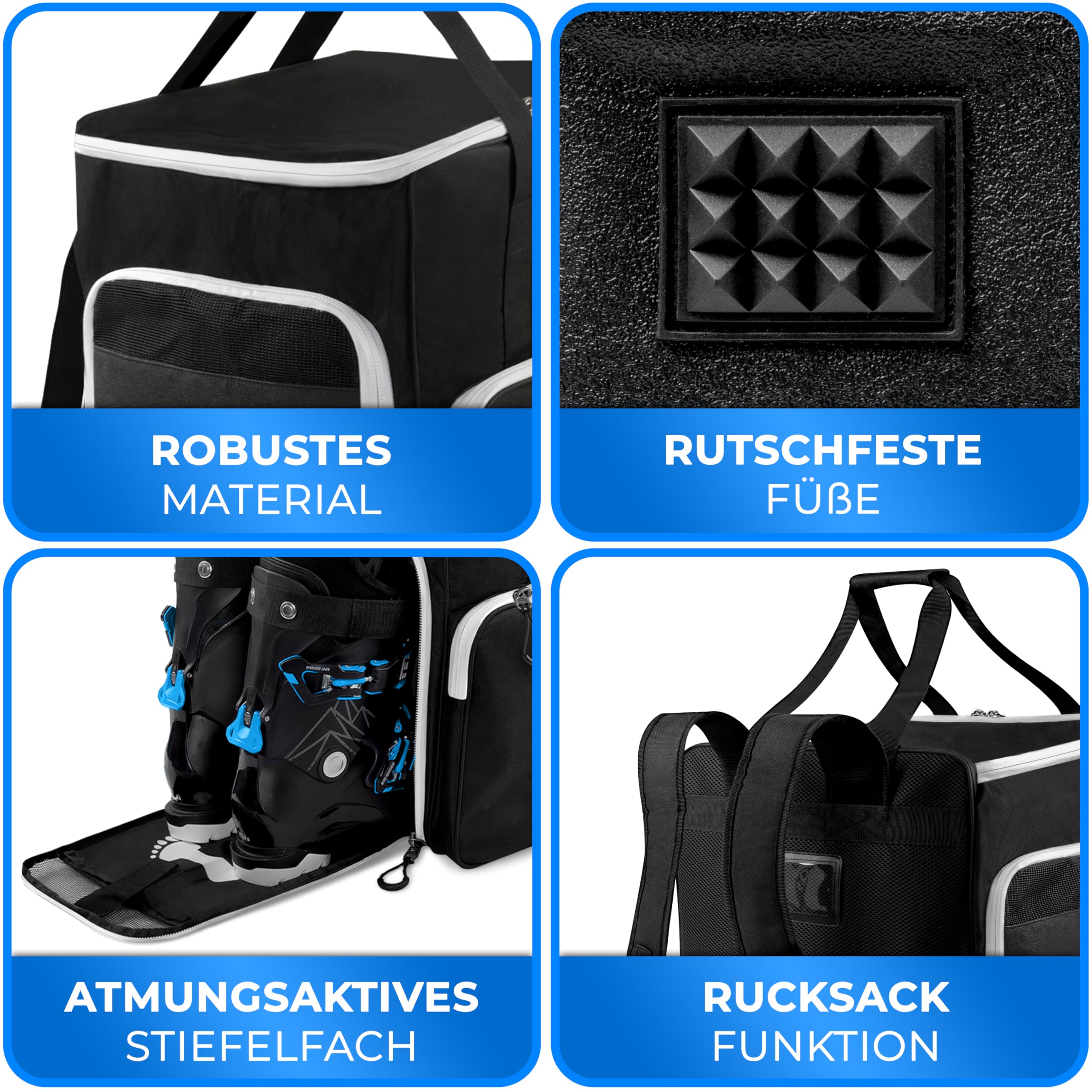 STYNGARD Skischuhtasche mit Helmfach und belüftetem Stiefelfach [54 L] - Ski Stiefeltasche mit Rucksackfunktion und Stauraum für Skizubehör - Tasche für Skischuhe Modell SÖLDEN