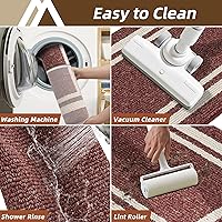 Vista 7 de COSY HOMEER Tapetes de cocina antideslizantes de polipropileno grueso para el hogar, lavable a máquina, 20 x 30/20 x 48 pulgadas, marco rojo