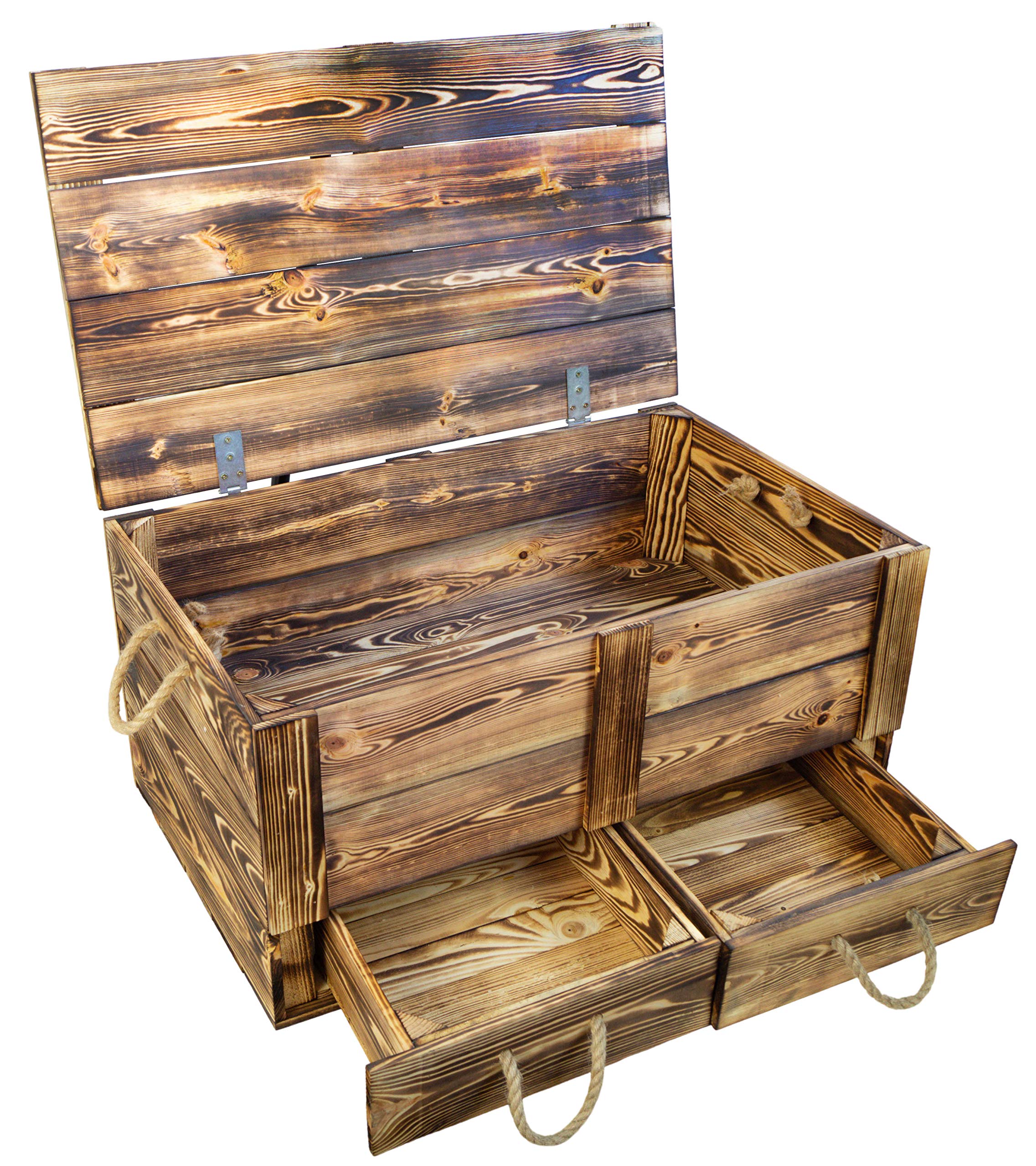 Kistenkolli Altes Land Witte houten kist, houten kist, schatkist, opbergkist met deksel en 1 lade in wit, afmetingen 80 x 40 x 40 cm L x D x H (wit