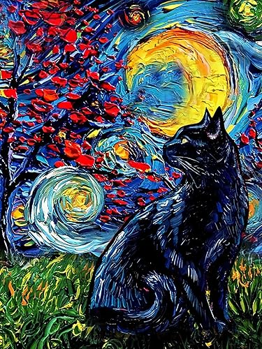 Kit de pintura de diamante para adultos, kit de pintura de diamante de gato para adultos, diamante de taladro completo 5D para adultos, kits de arte