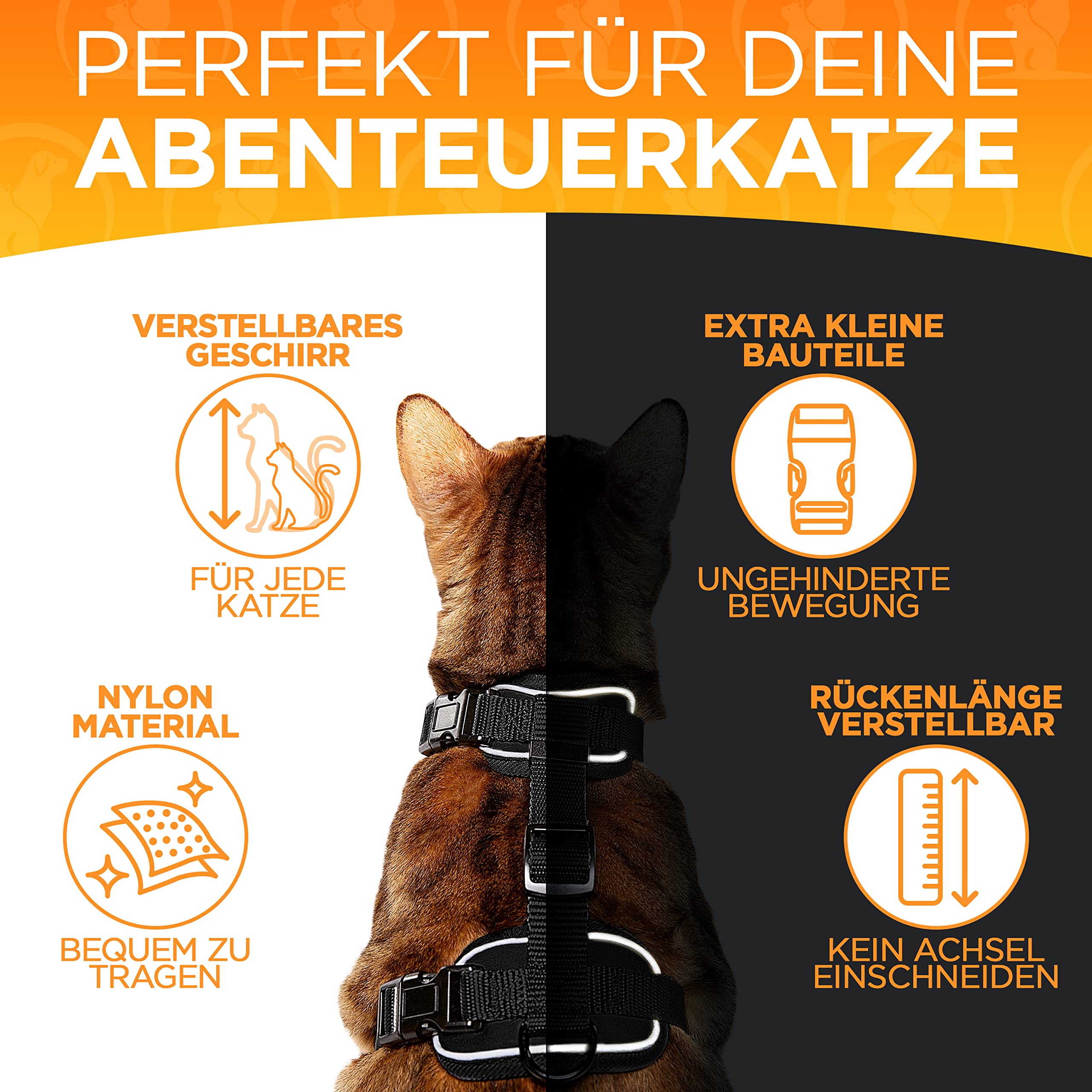 Tierhood, Cat lead set, Escape proof kitten harness, Adjustable cat harness, leash, Controlled freedom for your cat, Black - Image 3