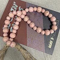 Vista 8 de Guirnalda de Cuentas Decorativas de Madera Artesanal Estilo Granja, Cuentas de Madera Boho para Bandeja de Mesa con Borla, Pequeña Decoración Azul