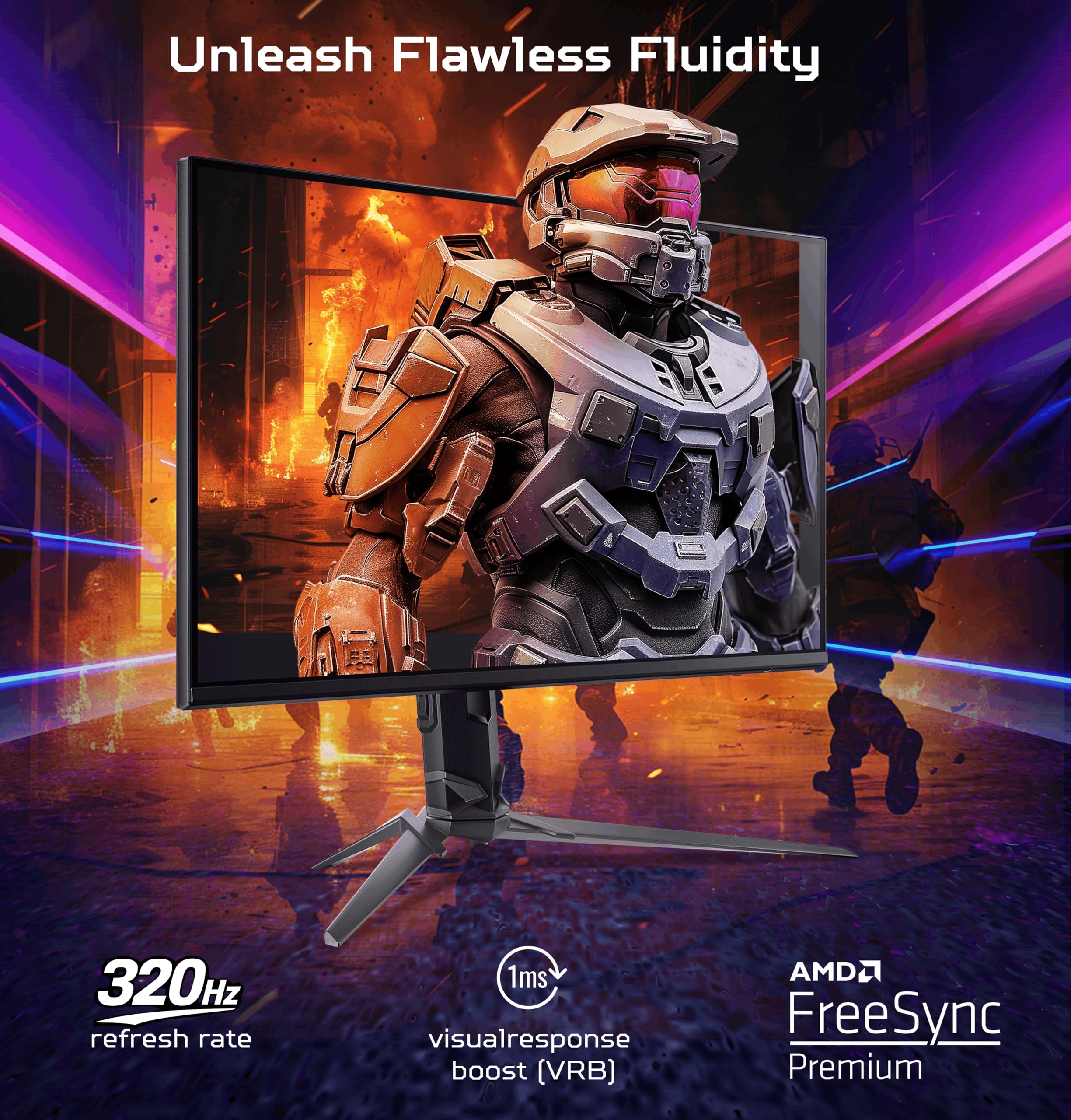 Predator XB253Q F3 24.5 Inch IPS FHD Gaming Monitor | 320Hz Refresh | 1 ms VRB | FreeSync Premium | sRGB 99%, HDR10 | ErgoStand Tilt/Swivel/Height | 2×HDMI 2.0 + DP 1.4 | Eye Care | Dual Speakers — Amazon image 2