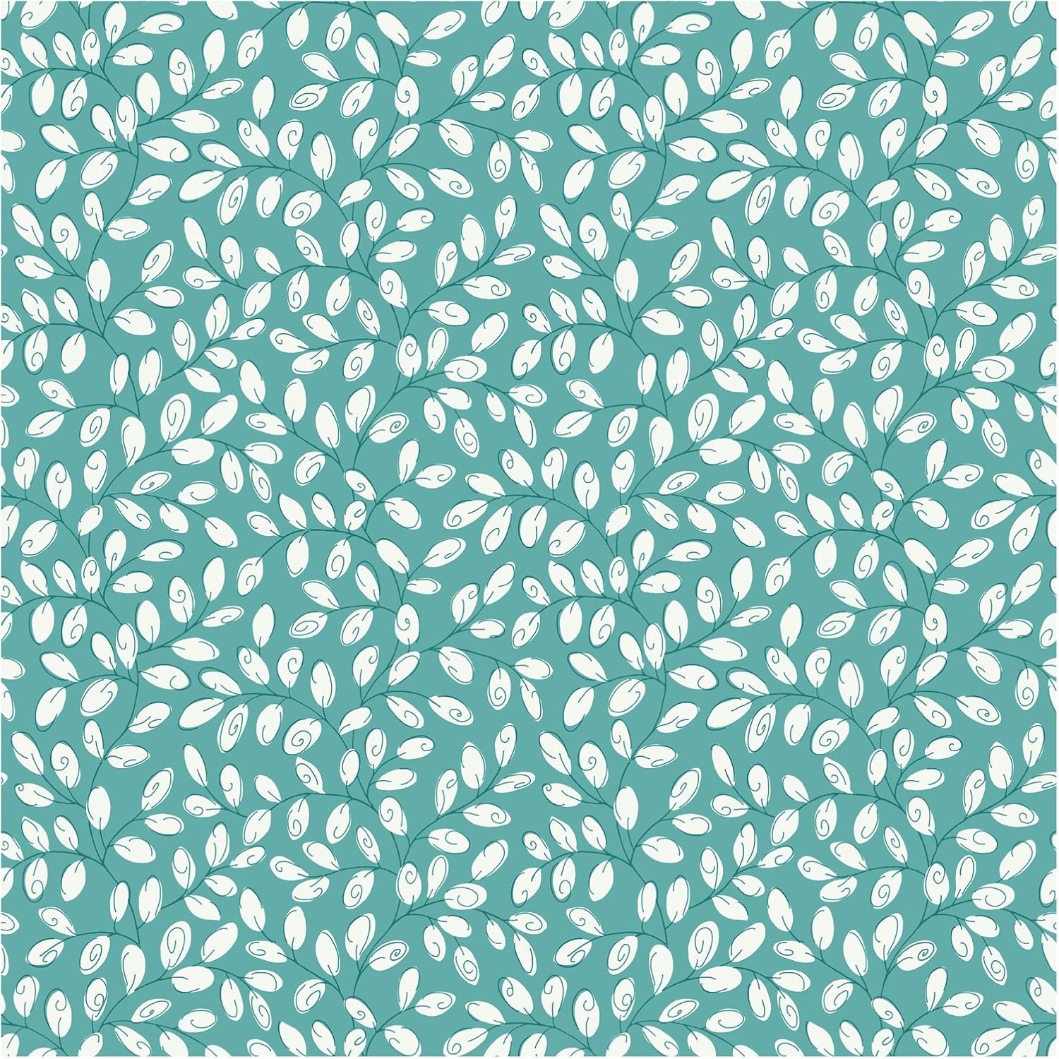 York Wallcoverings KB8515 Bistro 750 Mini Vine Prepasted Wallpaper, Teal Blue / White