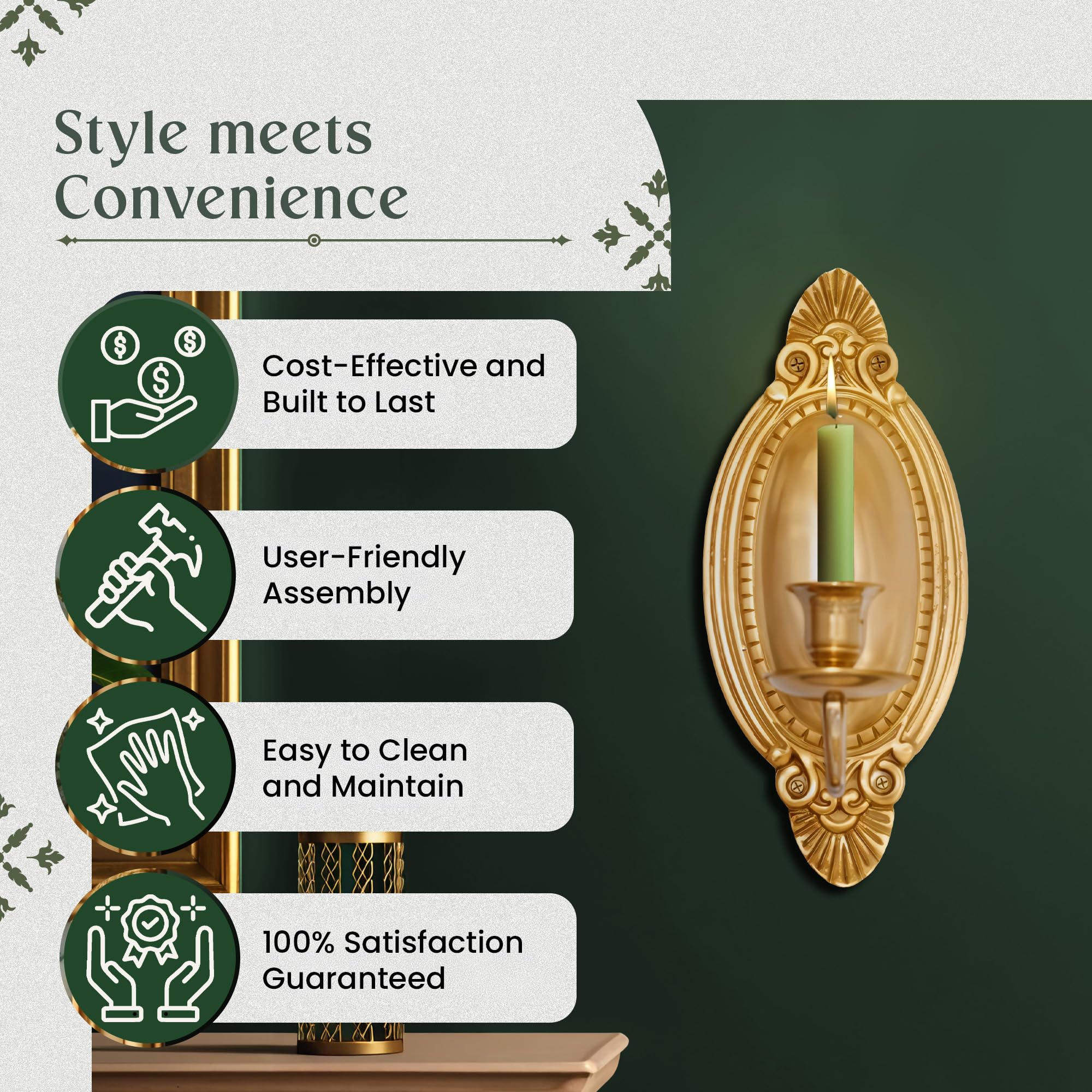 Amazon.co.jp: Victorianヴィンテージ真鍮壁取り付け用燭台キャンドル