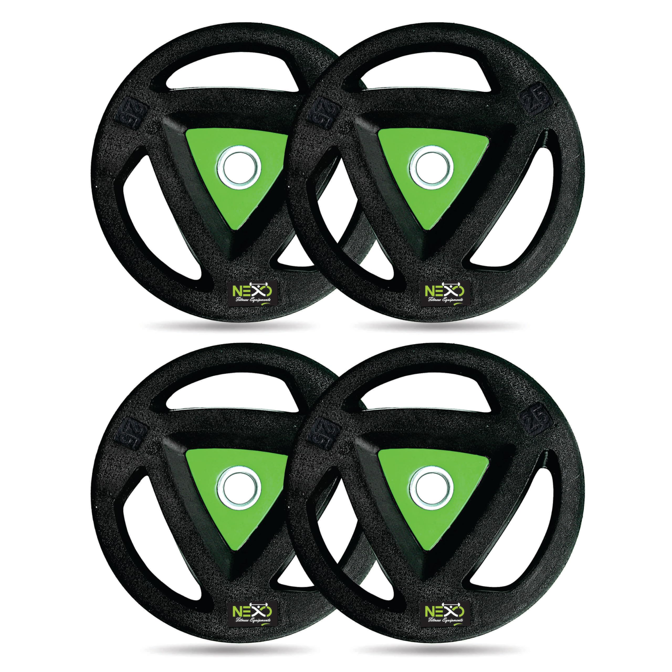 NEXO Black Rubber Coated Olympic Professional Stering Exercise Plates | Gym Weight Dumbbell Plates | Home gym equipment for Men & Women | 50mm Olympic Barbell | 10kg set of 4 Plates (2.5kg x 4)-image-27