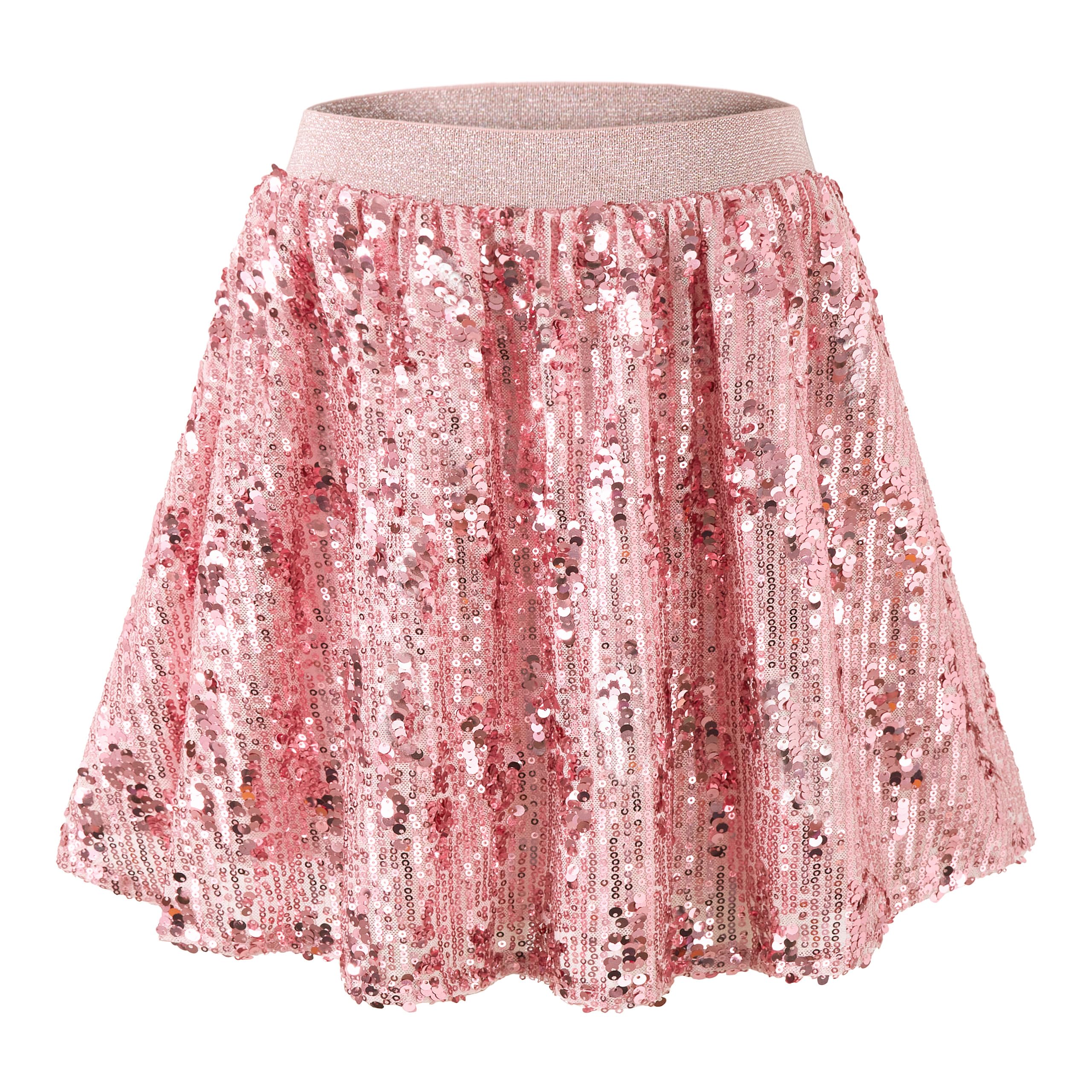Rolanko Girls Sequin Skirt with Shorts, Sparkly Skort Elastic Waist 5-12Y