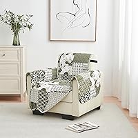 Vista 79 de Great Bay Home - Funda reversible de patchwork para sofá biplaza, protector de muebles lavable con correas elásticas - Funda para sofá para perros