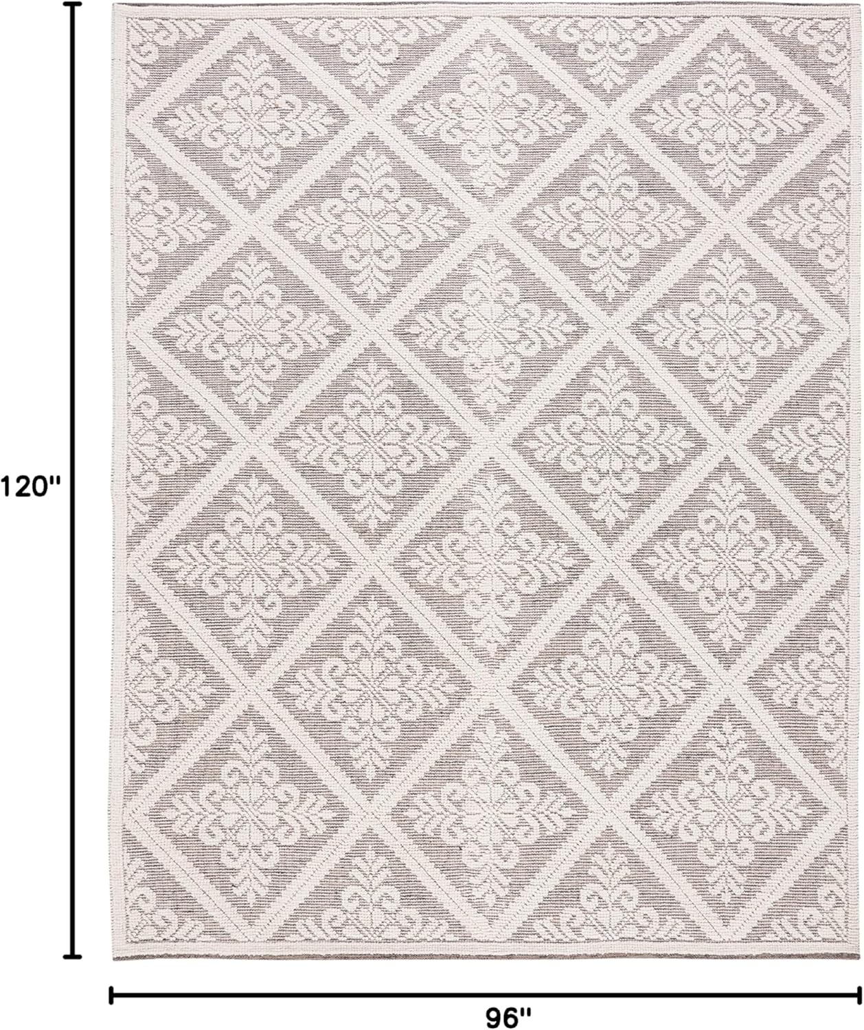 Ivory and Blue Hand-Knotted Wool 8' x 10' Area Rug