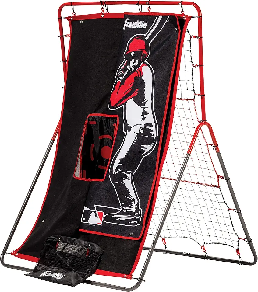 Franklin Sports Baseball Pitching Target and Rebounder Net - 2-in-1 Switch Hitter Pitch Trainer + Pitchback Net - Pitching Target with Hitter + Strikezone, Red product image
