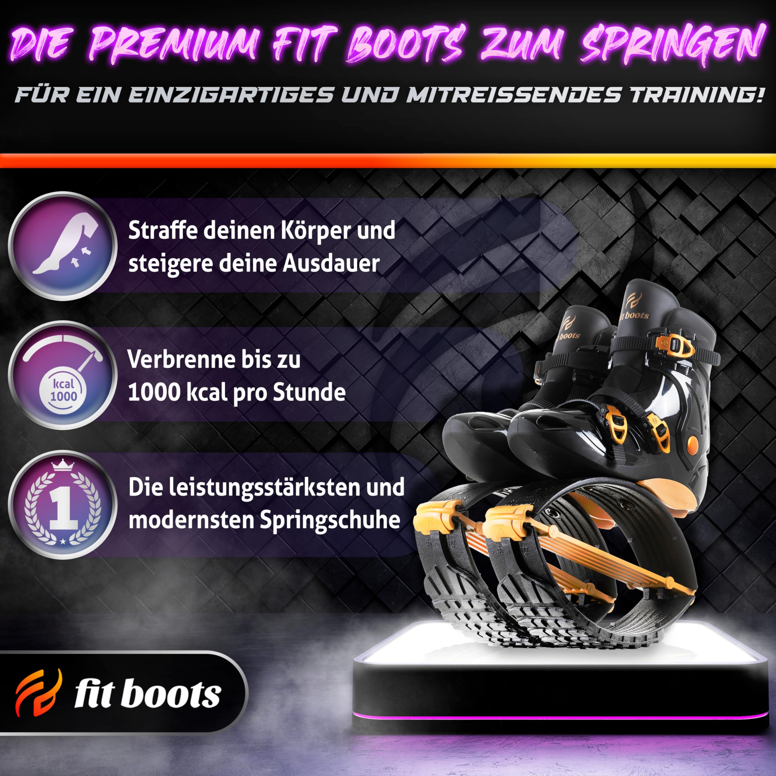 FIT BOOTS Jumping - Neue Generation von Jumping Schuhe Fitness, Originale Sprungschuhe Jumper und Moon Shoes der Internationalen FitBoots Community, die Dein Workout Revolutionieren - (Rosa)