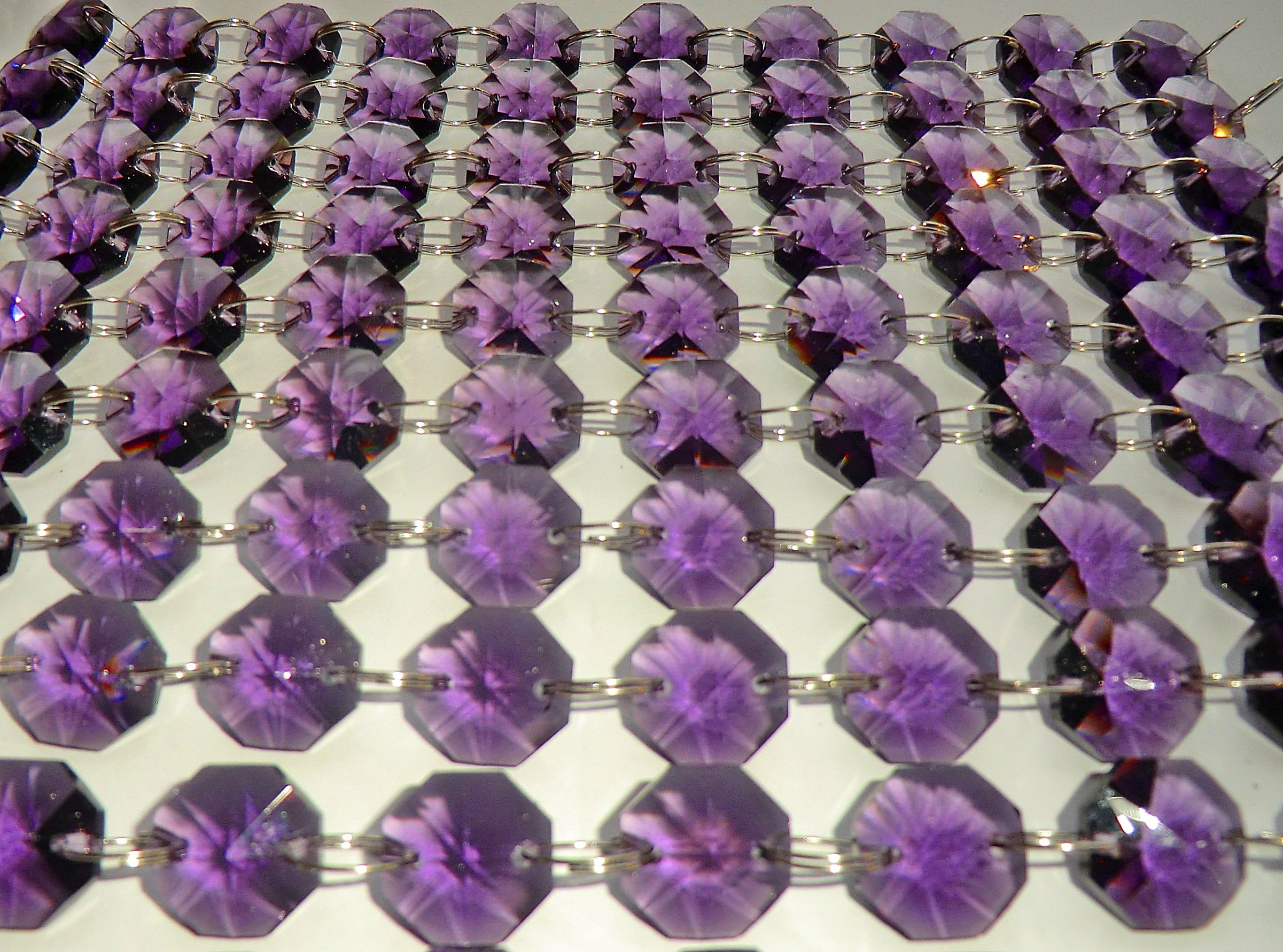 100 Pieces of Octagon Chandelier Drops Light Parts Cut Glass Crystals Droplets Christmas Tree Vintage Chic Wedding Decorations Garlands Prisms Art Deco Feng Shui Window Beads (Purple)