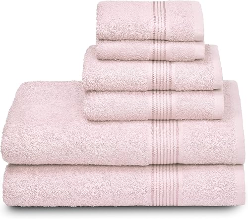 Elvana Home Juego de 6toallas de algodón ultra suave que contiene 2toallas de baño de 28 x 55pulgadas, 2 toallas de mano de 16 x 24pulgadas y 2