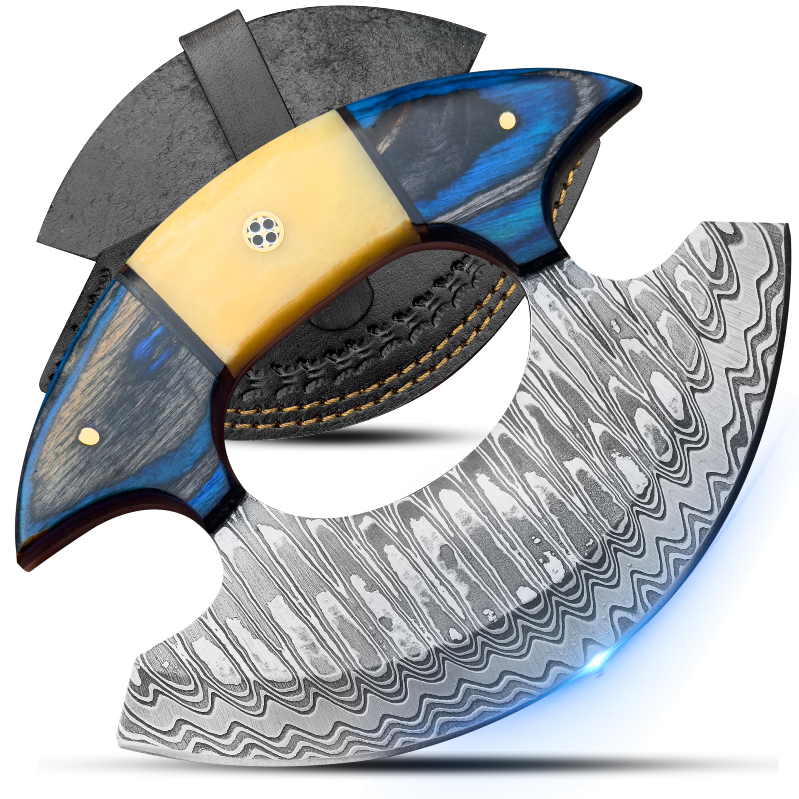Amazon.com: Custom Handmade Damascus Steel Ulu Knife - Alaskan Ulu 