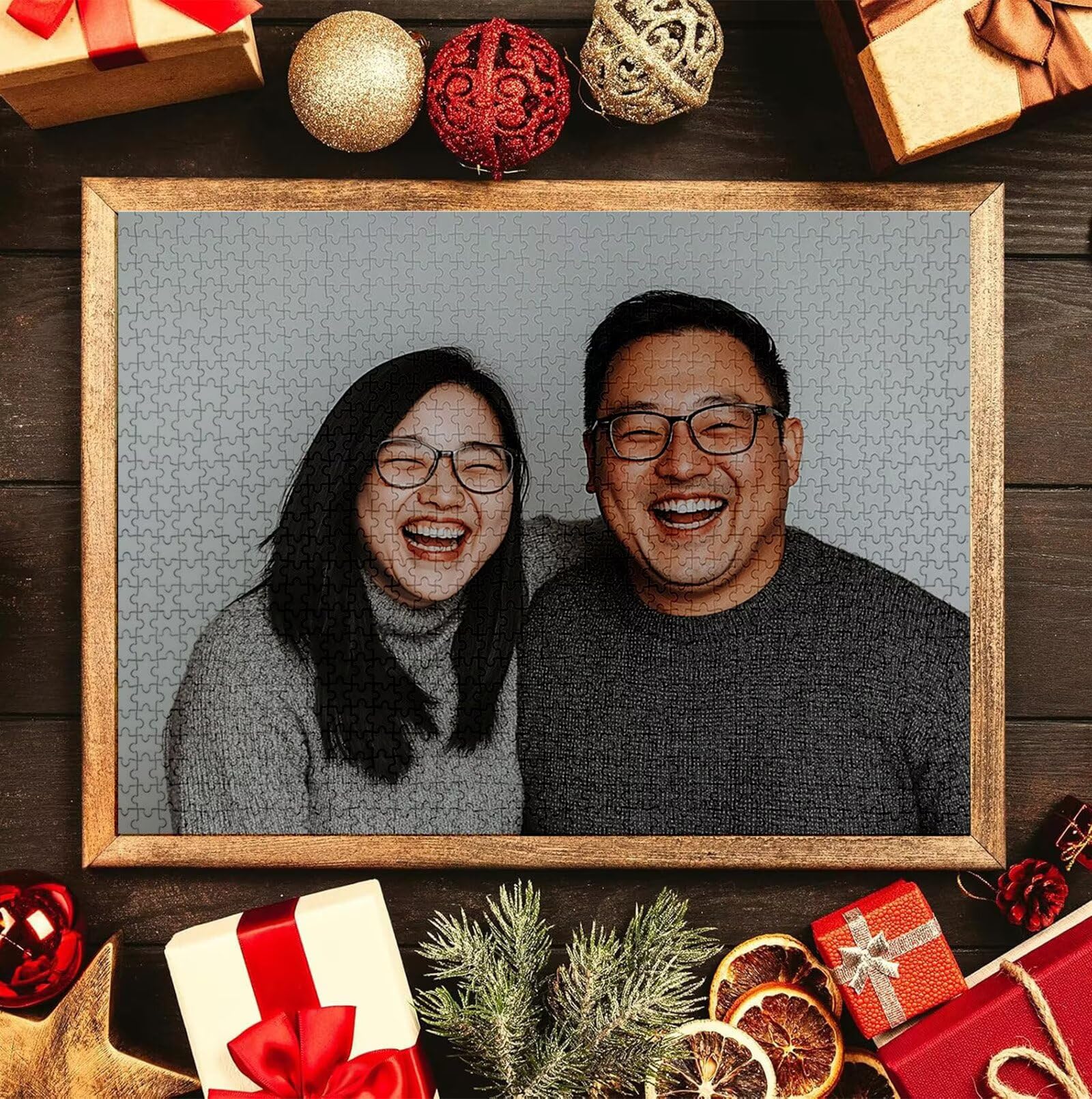 Puzzle Personalizado con Foto, Personalizada Rompecabezas Personalizado Diseña tu Logo Foto o Texto, Personalizado Navidad Halloween San Valentín Parejas Niños Familia Amigos h-4317