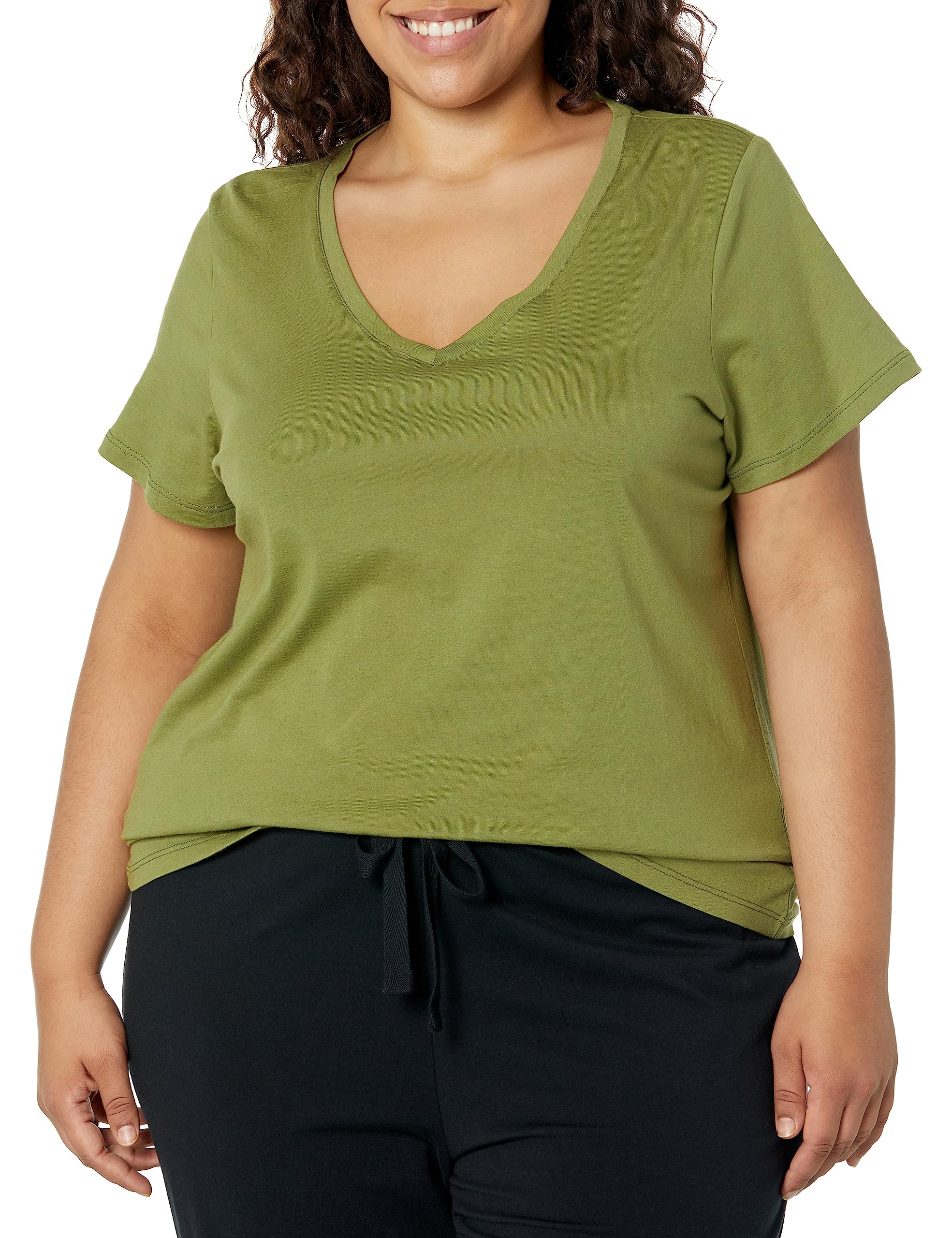 HUE Women's 3/4 Sleeve V-Neck Sleep Tee