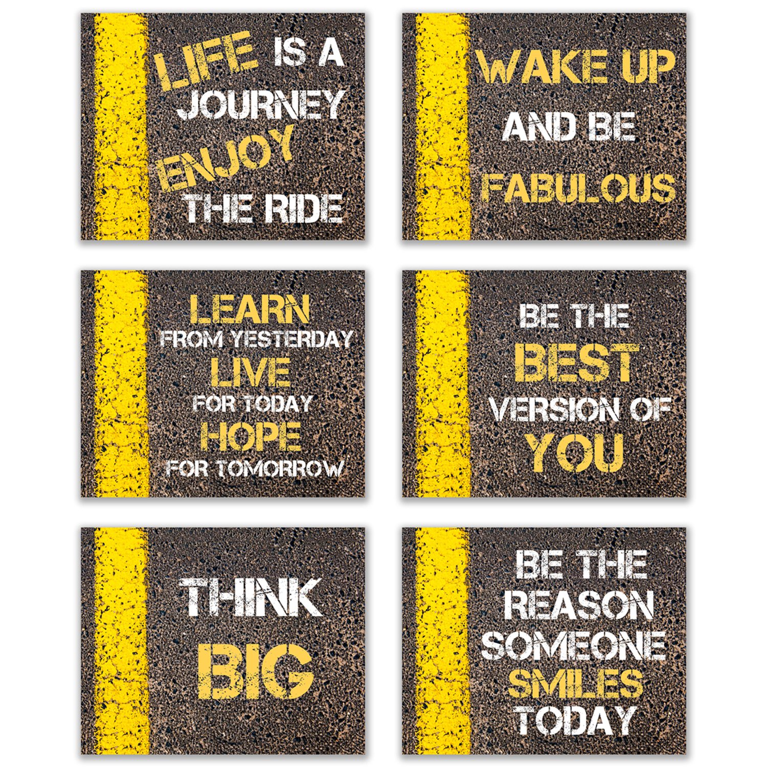 Inspirational Road Trip: Life Thoughts and Motivation: Set of 6 (8"x10" unframed) Poster Prints Wall Decor - Life Lessons and Motivation