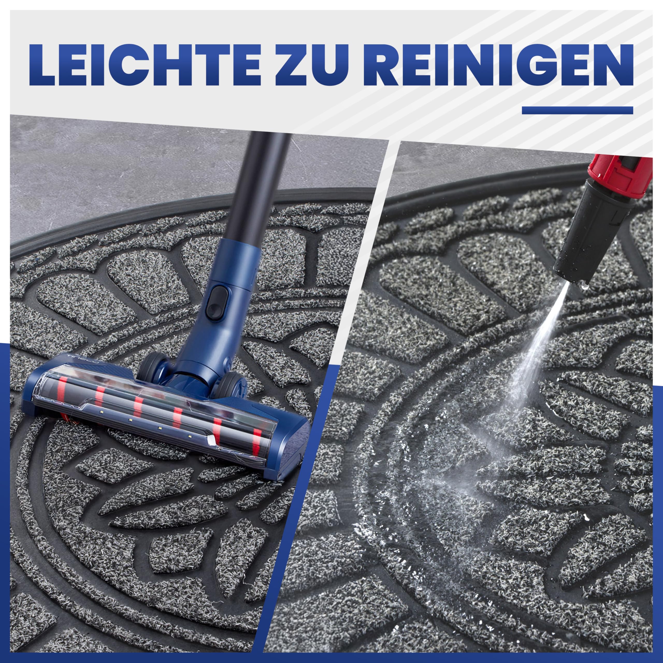 Mibao Fußmatte 60 x 90 cm, rutschfeste Eingangsmatte, strapazierfähige Fußmatte, Schmutzfangmatte mit Gummibeschichtung für den Außenbereich, Grau