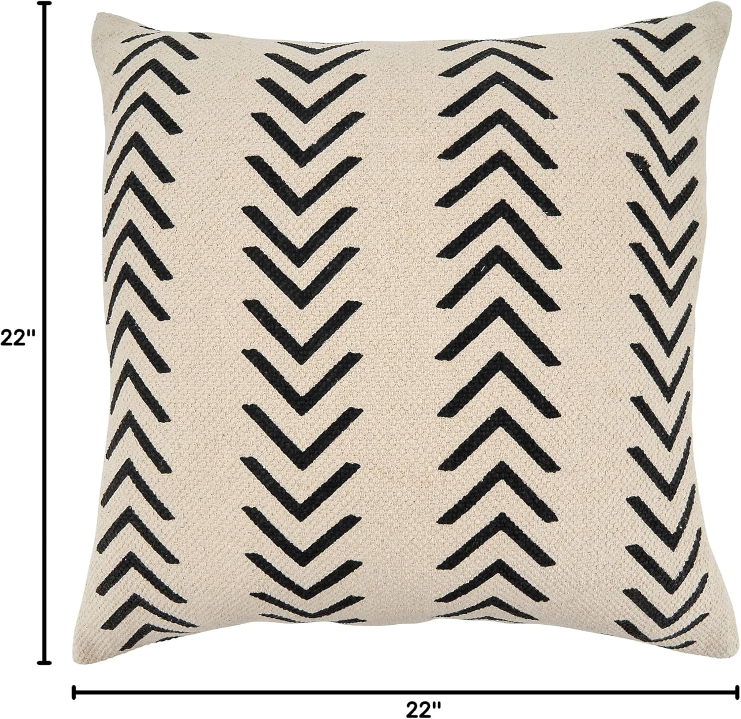 SARO LIFESTYLE Chevron Design Throw Pillow with Poly Filling, Black, 22"
