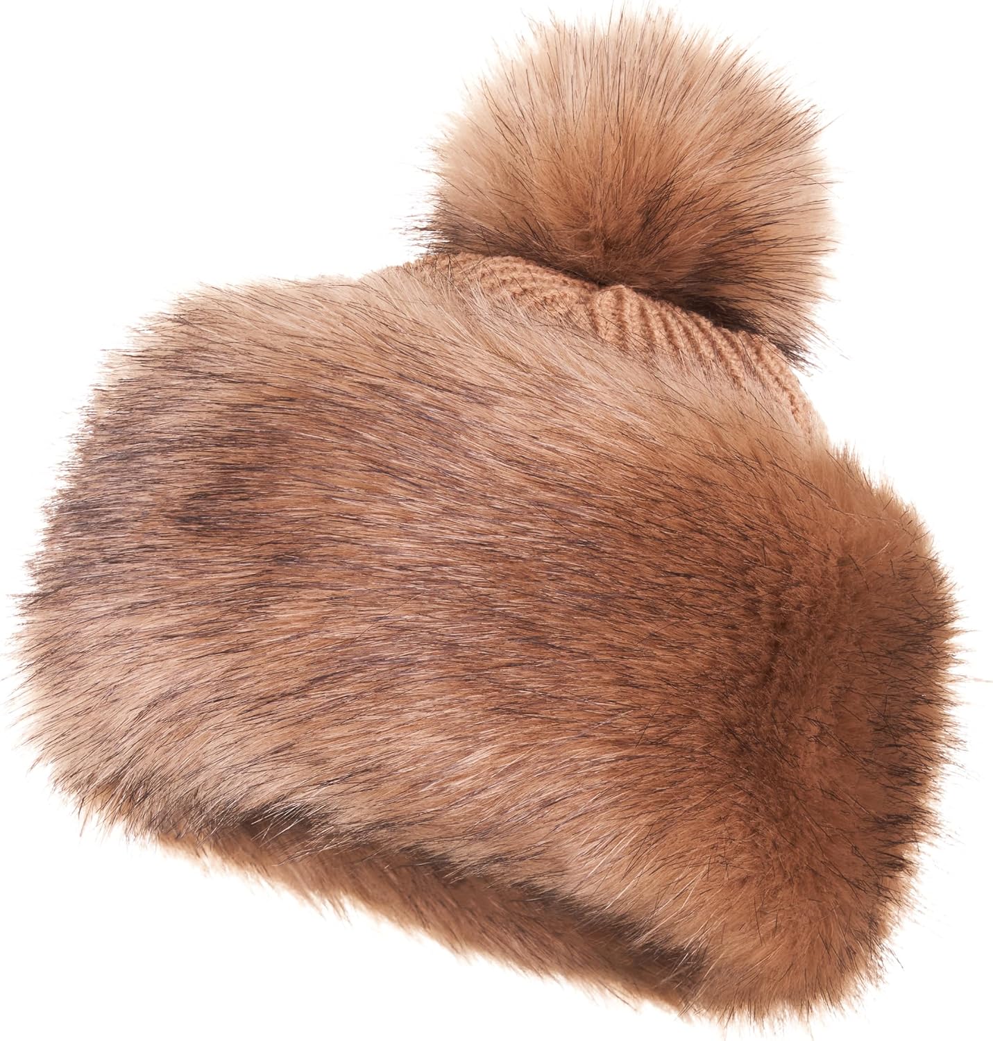 Futrzane Classic Pom Hat - Ladies Faux Fur Trim Hats - Warm Winter Cap for Women