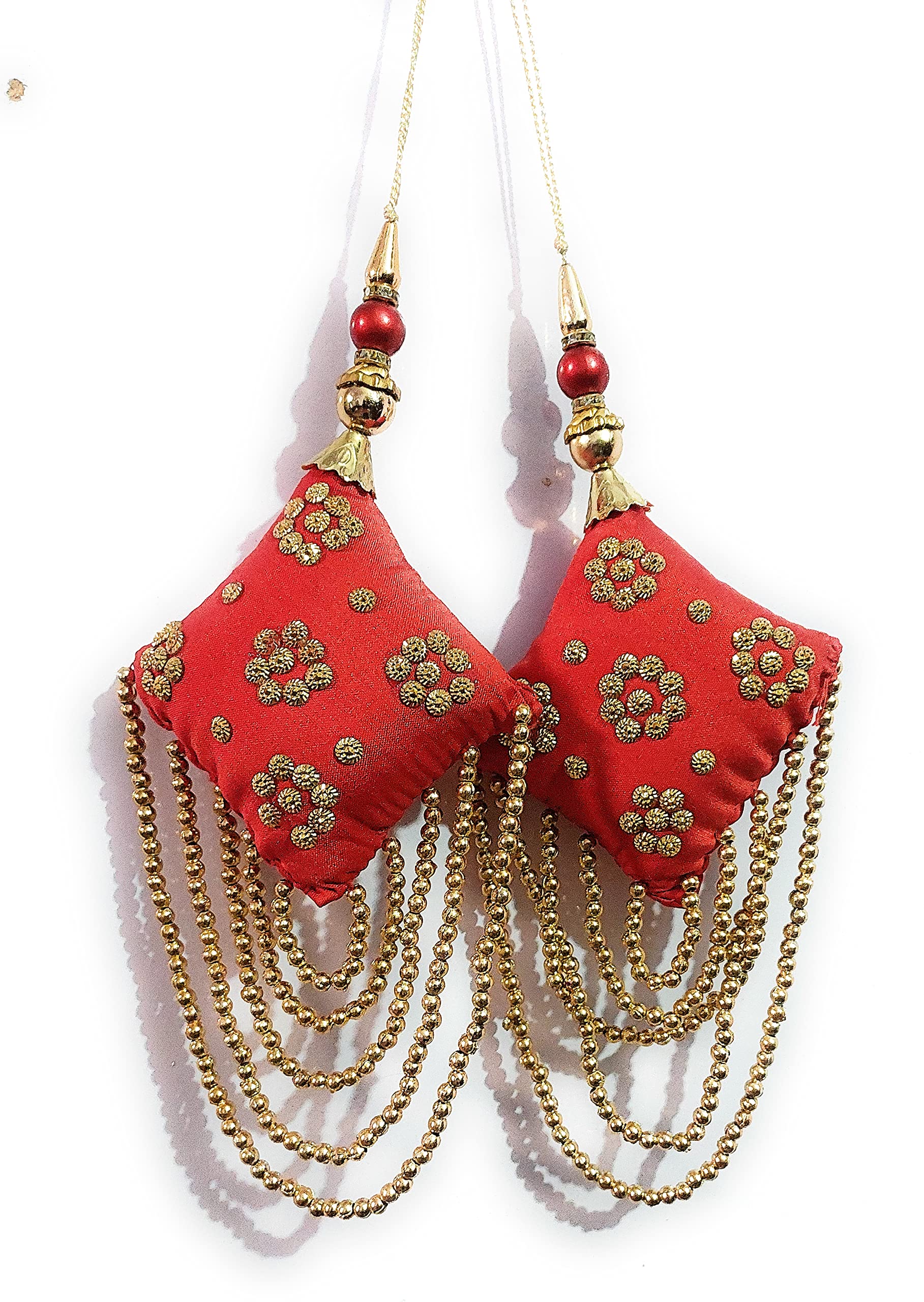 Libas Fashion Womens Silk Fabric Handmade Work Ethnic Hanging Fancy Designer Teasel Latkan for Lehenga (Gold, Red, Medium) - Pack of 2 (B085Z8HZZB) Amazon Price History, Amazon Price Tracker