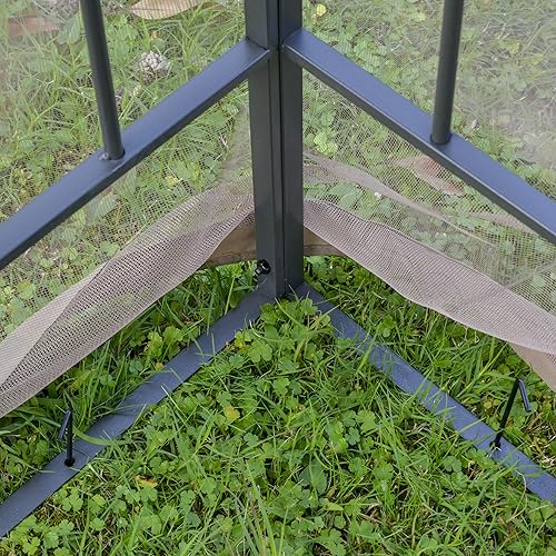 Miniatura 9 de Outsunny Gazebo de patio de 10 x 10 pies, refugio de doble techo para exteriores con red y estantes de exhibición, marco de metal sólido, para