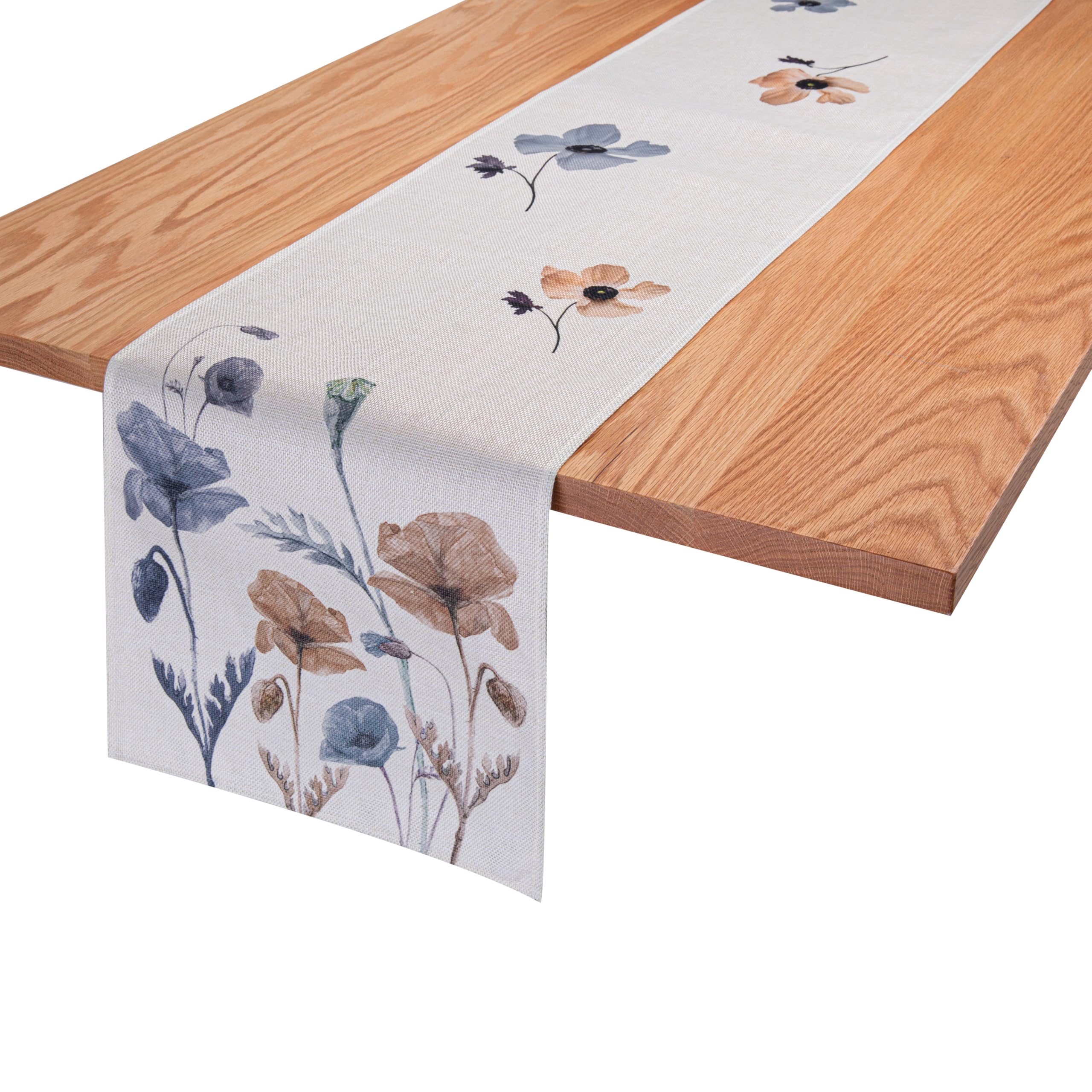 MAIBAOTA Camino de mesa de primavera, decoración de primavera para el hogar, cocina, comedor, decoración de mesa de comedor, hojas de amapola marrón