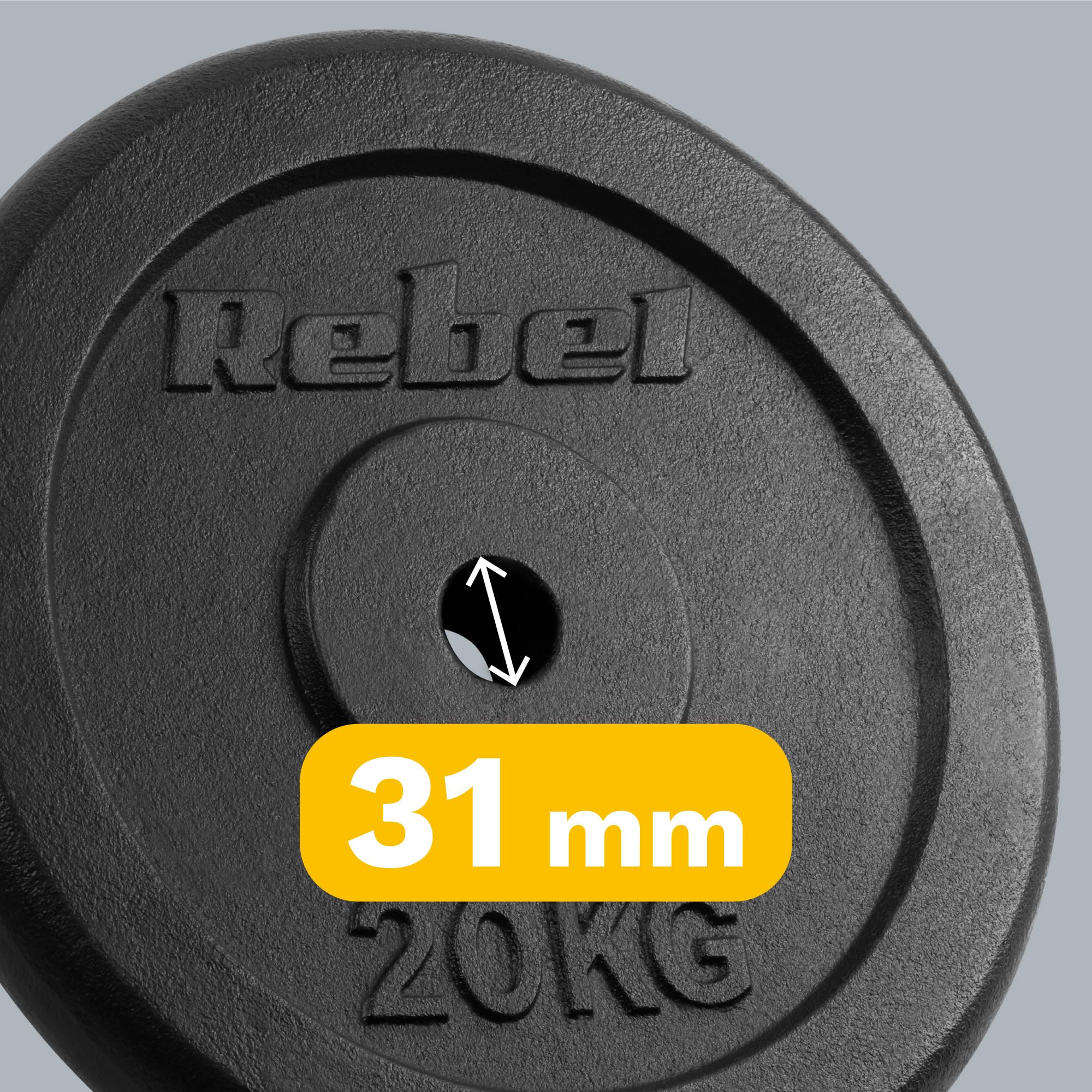Rebel Carga de Hierro Fundido 20 kg Agujero 31 mm Placa Clásica RBA-2131