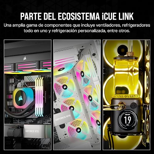 Corsair iCUE LINK H100i RGB Liquid CPU Cooler - 240mm AIO - QX120 RGB Fans - Fits Intel® LGA 1700, AMD® AM5 - iCUE LINK System Hub Included - White - 9