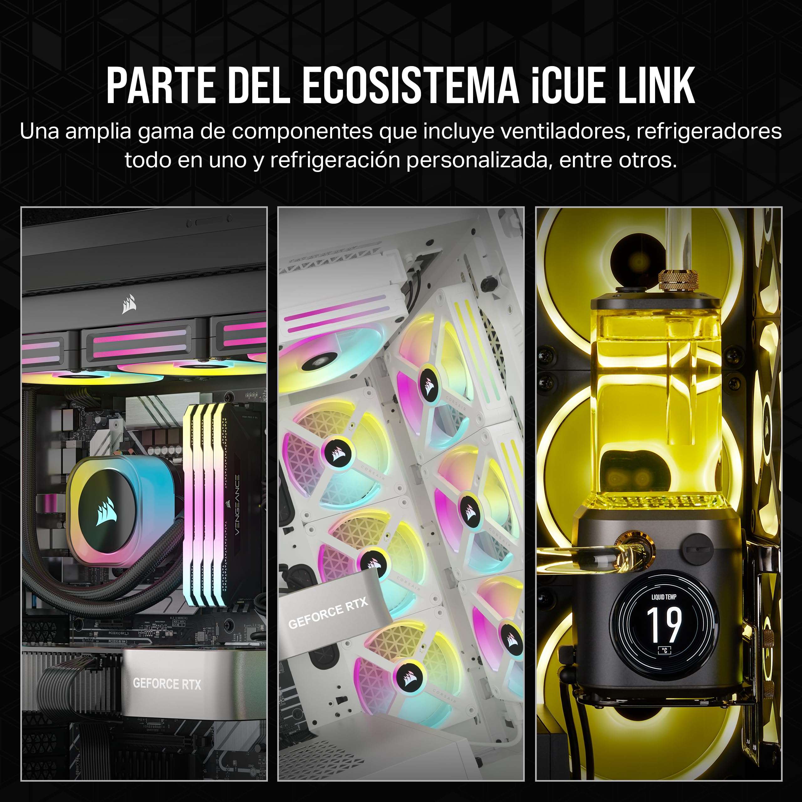 CORSAIR iCUE LINK H100i RGB Refrigerador Líquido Para CPU - 240mm AIO - Ventiladores QX120 RGB - Se Adapta a Intel® LGA 1700, AMD® AM5 - Concentrador de Sistema iCUE LINK Incluido - Blanco