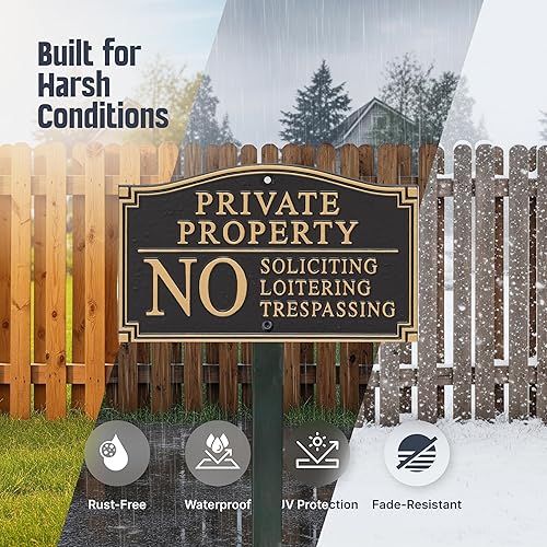Miniatura 3 de SmartSign Letrero de propiedad privada para patio, placa de jardín sin solicitar vagabundo  Placa de aluminio de 5.75 x 9.5 pulgadas con estaca