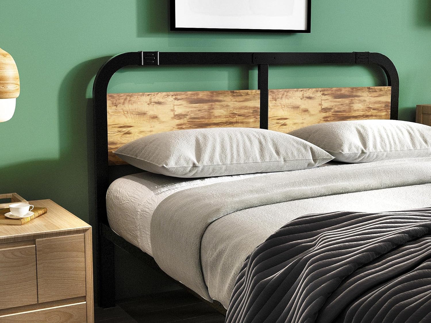King Size Headboard, LEFTSIDE Metal and Wood Headboards