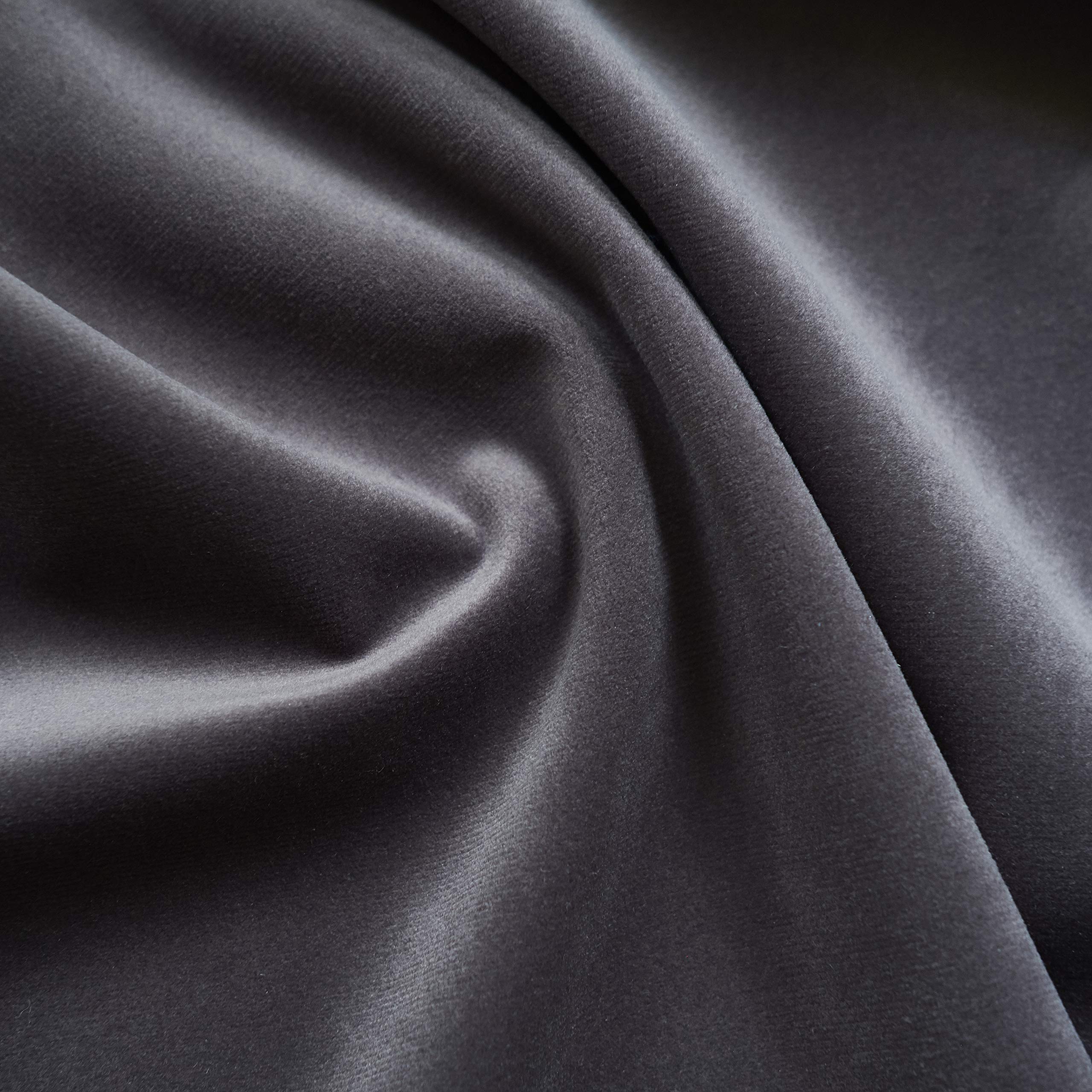 Solid Drapery/Upholstery Soft Velvet Fabric Color Graphite by The Yard