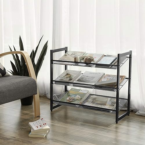 Miniatura 19 de SONGMICS Zapatero, organizador de zapatos de 5 niveles, almacenamiento de zapatos de metal para garaje, estante apilable para zapatos, con estantes