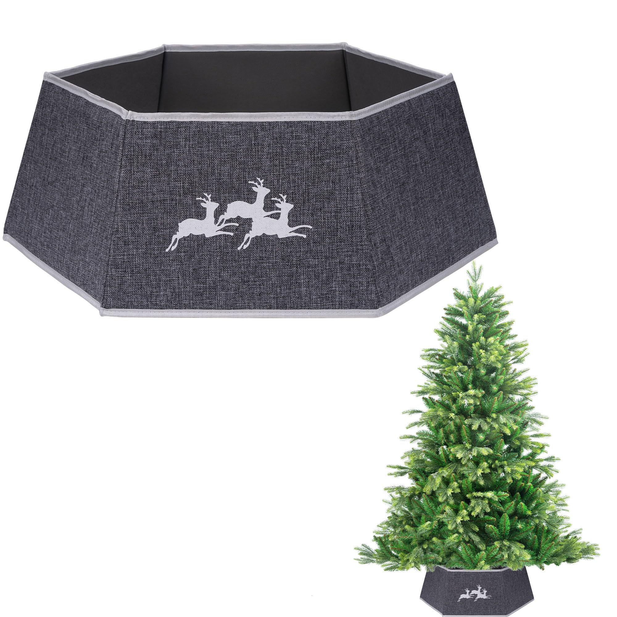 26.8inch Christmas Tree Skirt Foldable Burlap Xmas Tree Stand Base Cover Collar Trunk Basket Ring for Tree Decorations