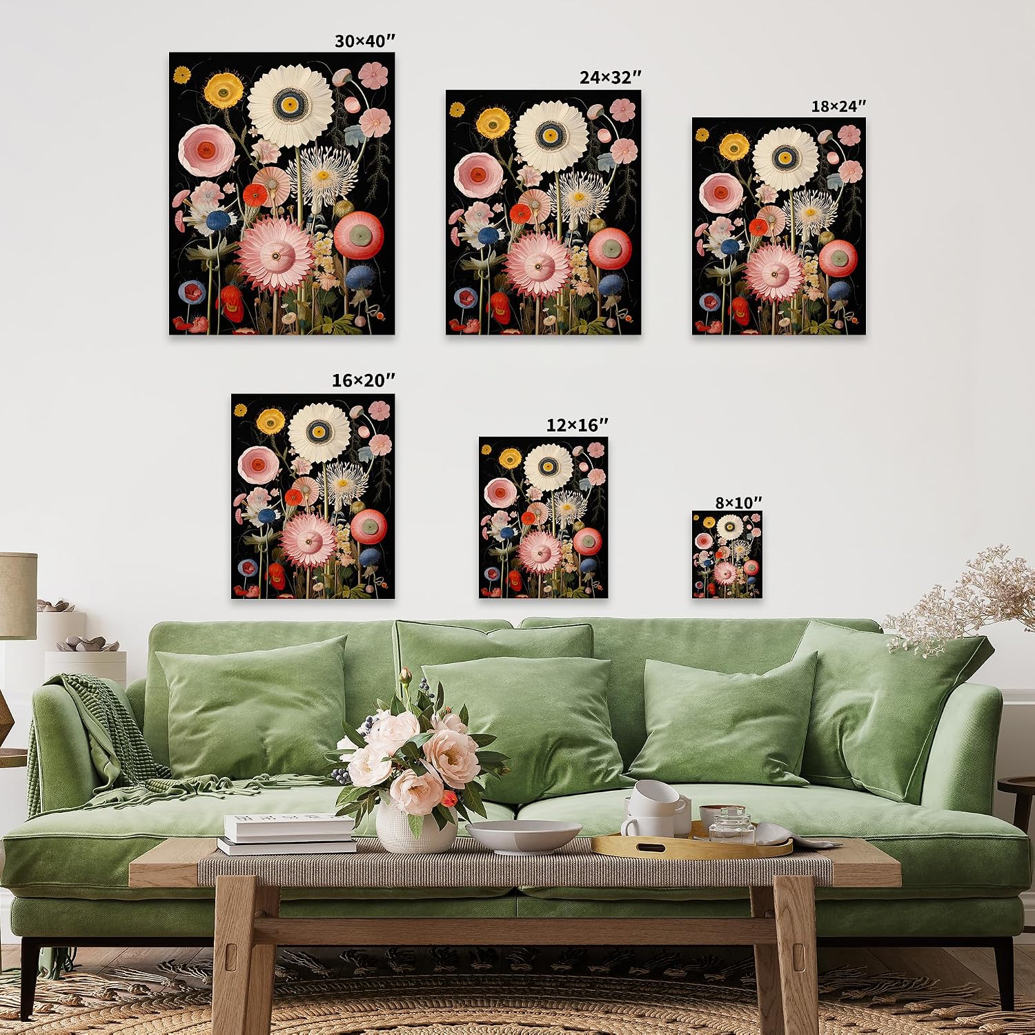Poster Master Psychedelic Canvas - Trippy Flowers Print - Abstract Floral Art - Trendy Gift for Men & Women - Modern Wall Decor for Living Room, Bedroom or Dorm - 8x10 STRETCHED Canvas