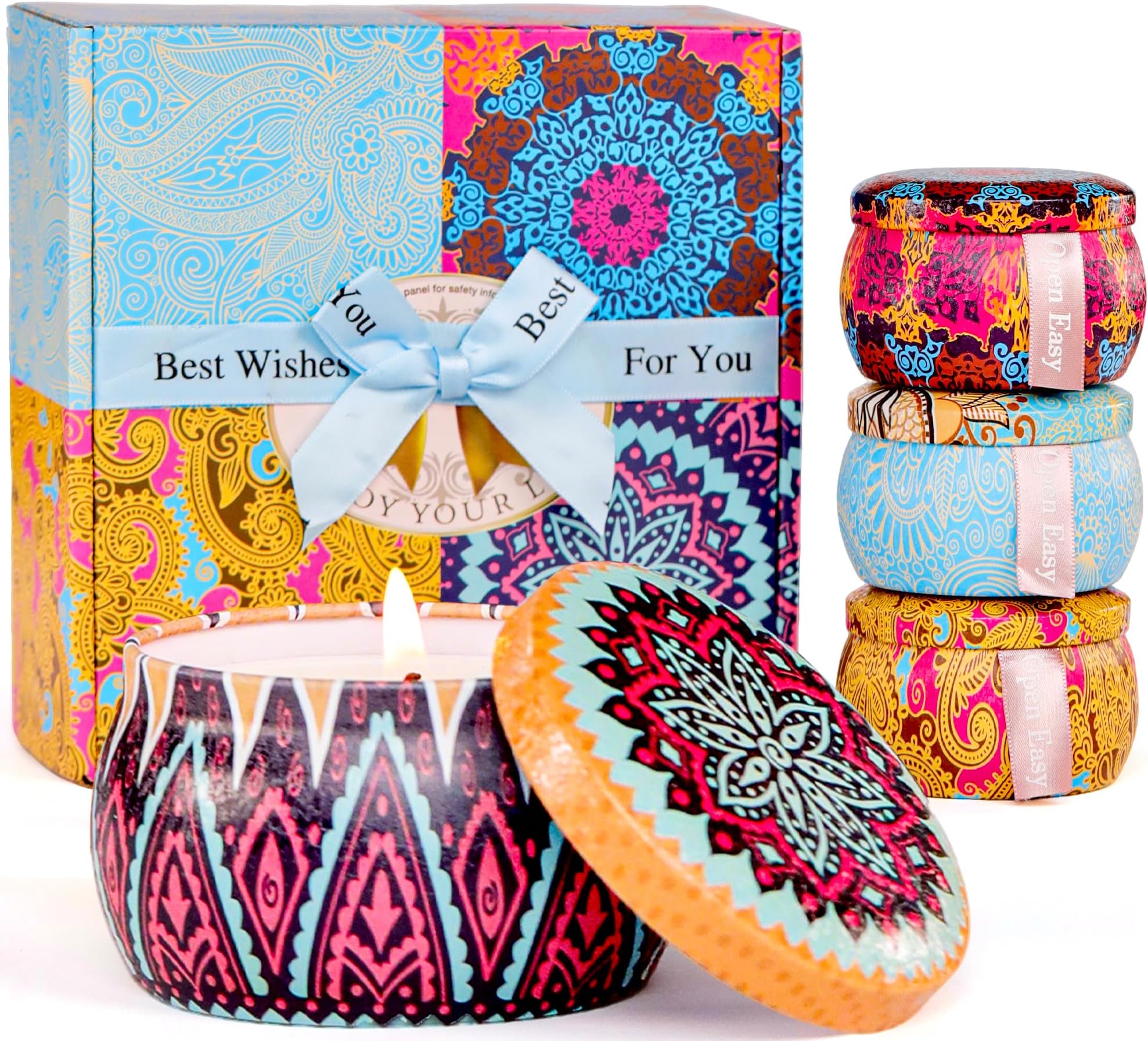 Candle Gift Set for Women, 4 Pack Long Lasting Lavender Scented Soy Candles, Aromatherapy Candles for Home Relaxation, Ideal Gift for Birthday, Thanksgiving, Mother's Day, Valentine's Day
