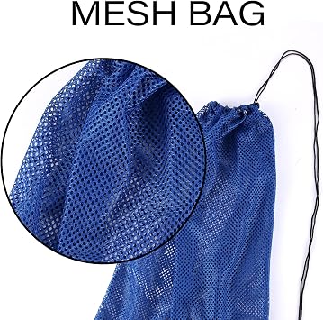 2 Packs Mesh Gear Bag for Snorkel Equipment, Oversized 18 x 27 Mesh Dive Bag Scuba Diving Snorkel Backpack for Snorkeling, Fins, Swimming Gear, Beach and Sports Equipment (Black & Blue)