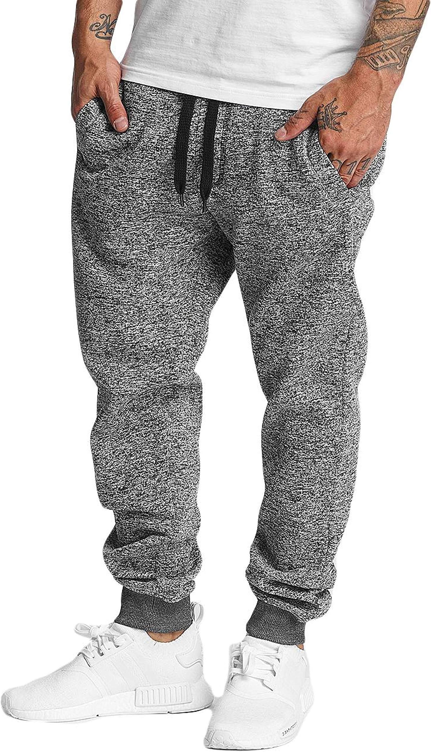 mens Basic Fleece Marled Jogger Pant Sweatpants