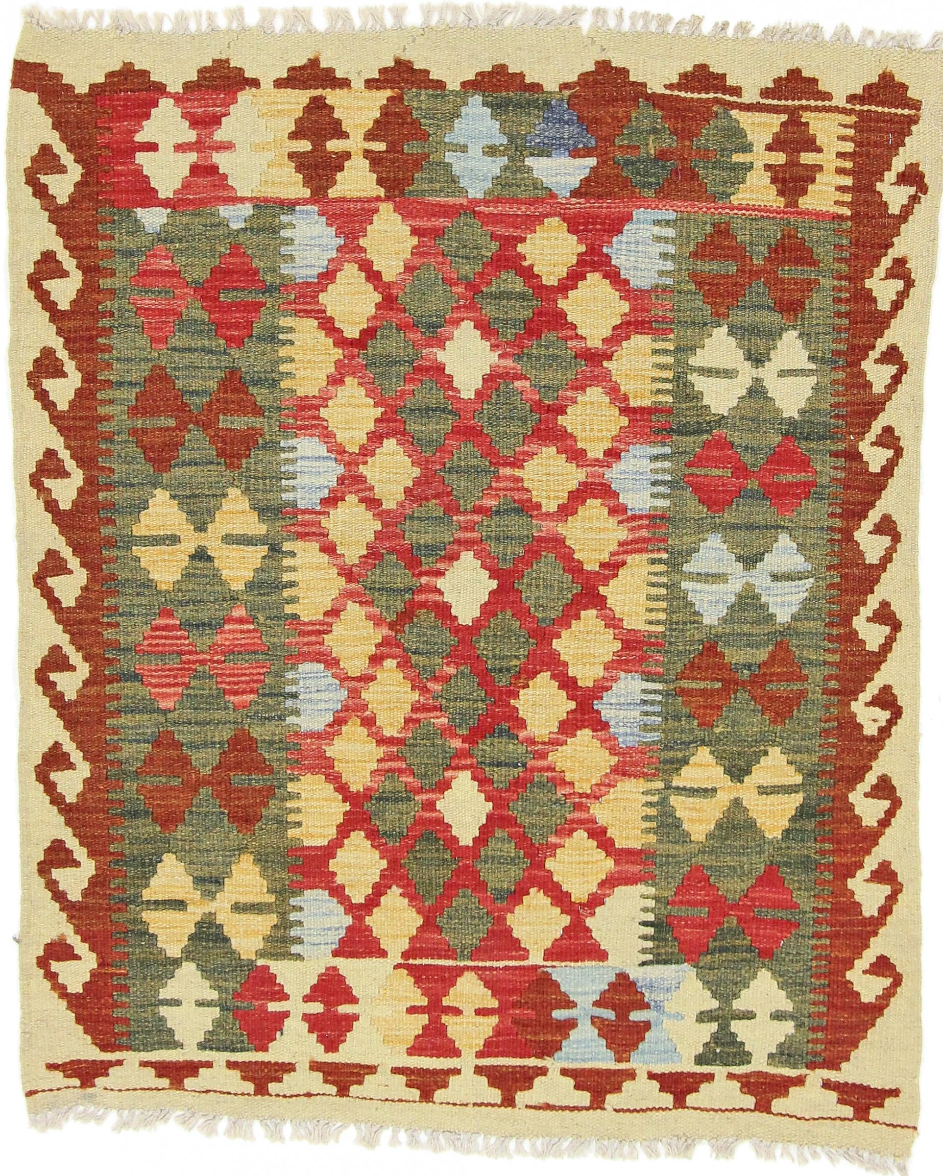 Tapis laine Kilim Afghan 91x113 cm pour un salon bohème et chaleureux