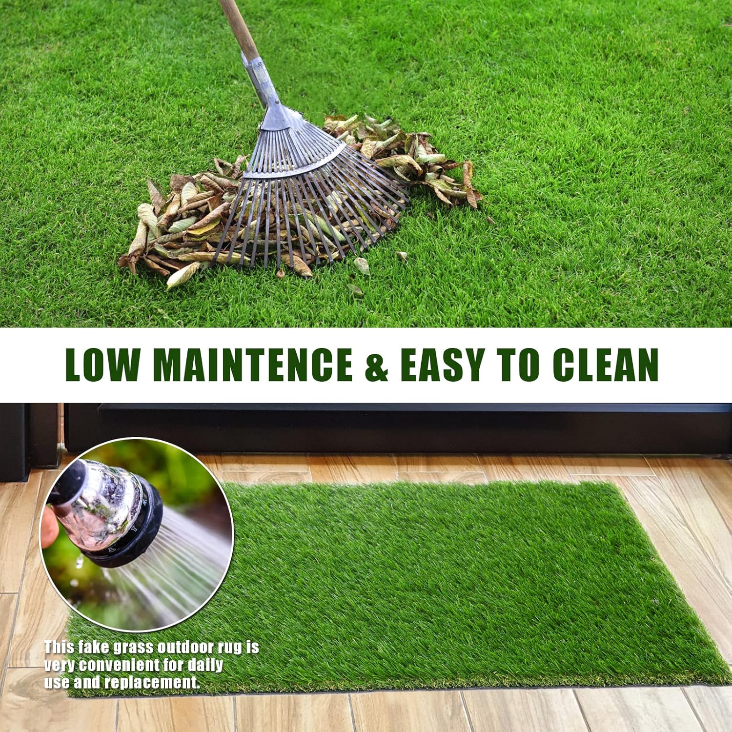 1.38" Artificial Turf Grass,4FT x 6FT Fake Grass Rug Indoor Outdoor,Realistic High-Density Sturdy Artificial Turf Carpet for Dogs Pets Garden Lawn Landscape - Image 7