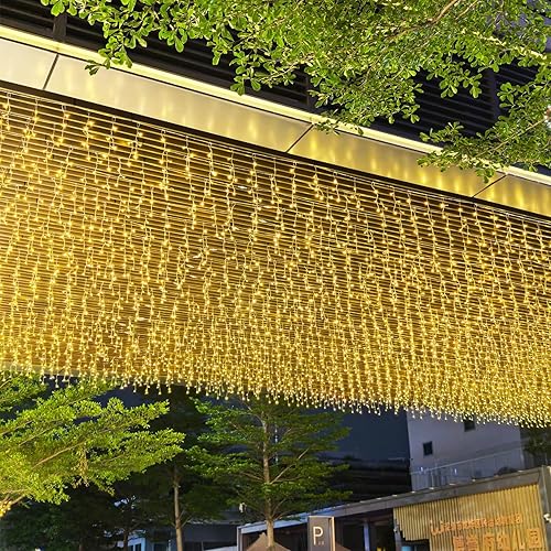 Miniatura 3 de Luces LED de carámbanos, 13 pies, 72 LED, 8 modos extensibles, de hadas de Navidad, techo, colgante, memoria, luces cortas para decoración de