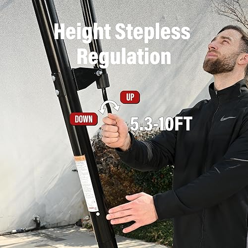 Miniatura 5 de Skytime Canasta de baloncesto portátil con tablero de 44 y 48 pulgadas, metas de baloncesto para exteriores, 5.3-10 pies, sistema de regulación sin